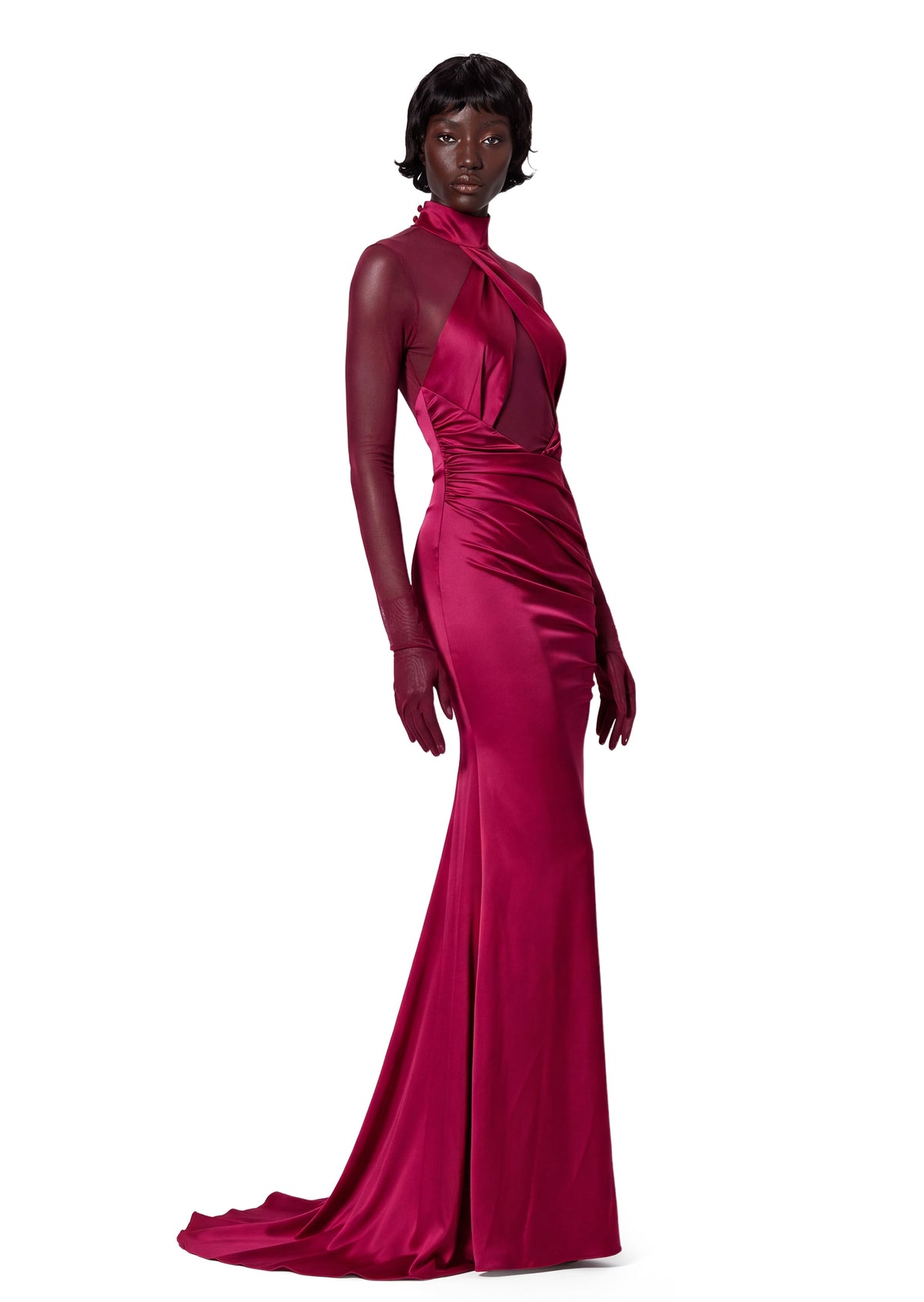 Midikleid in A-Linie mit Blumenmuster und Laternenärmeln
