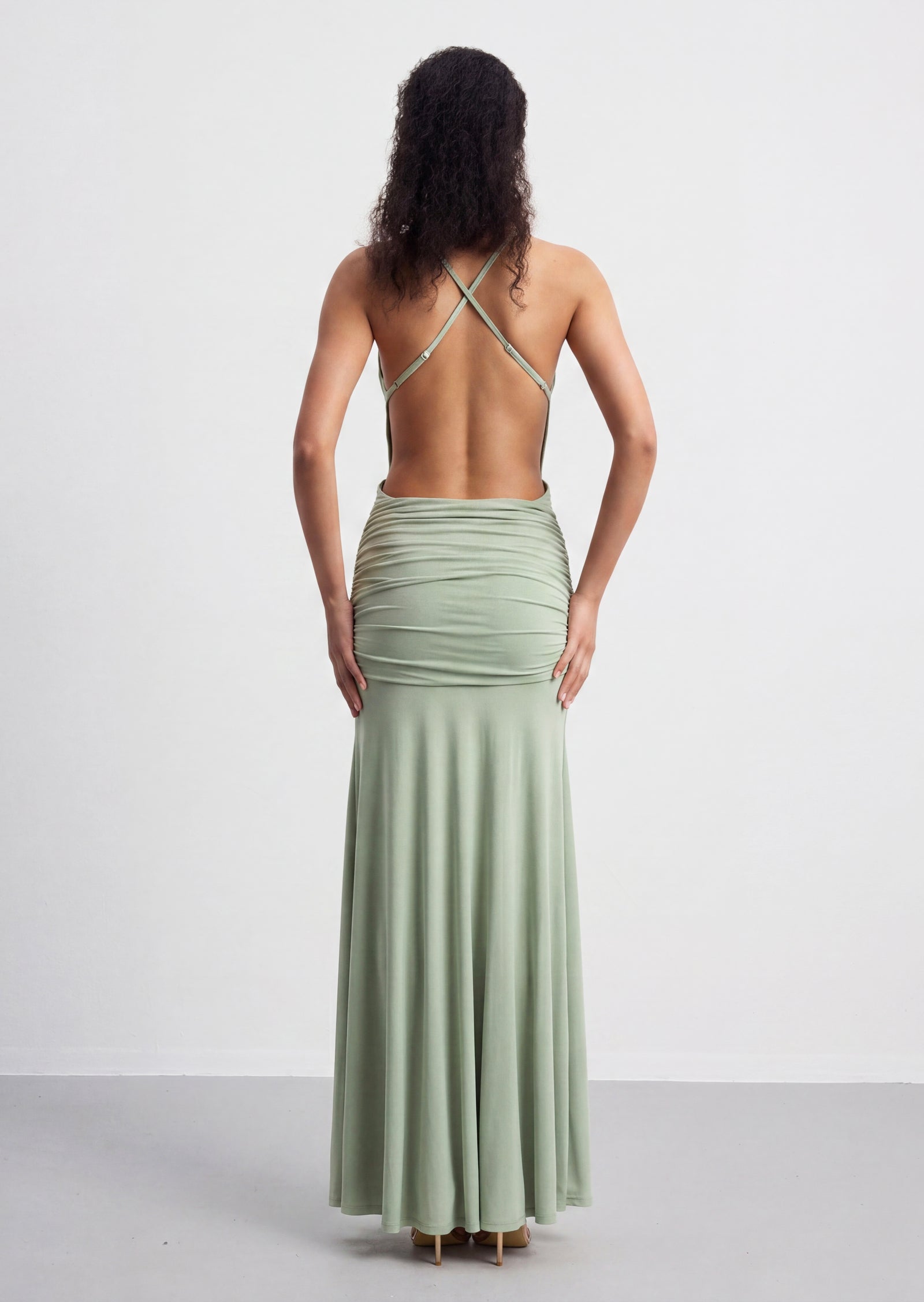 Midikleid in A-Linie mit Blumenmuster und Laternenärmeln