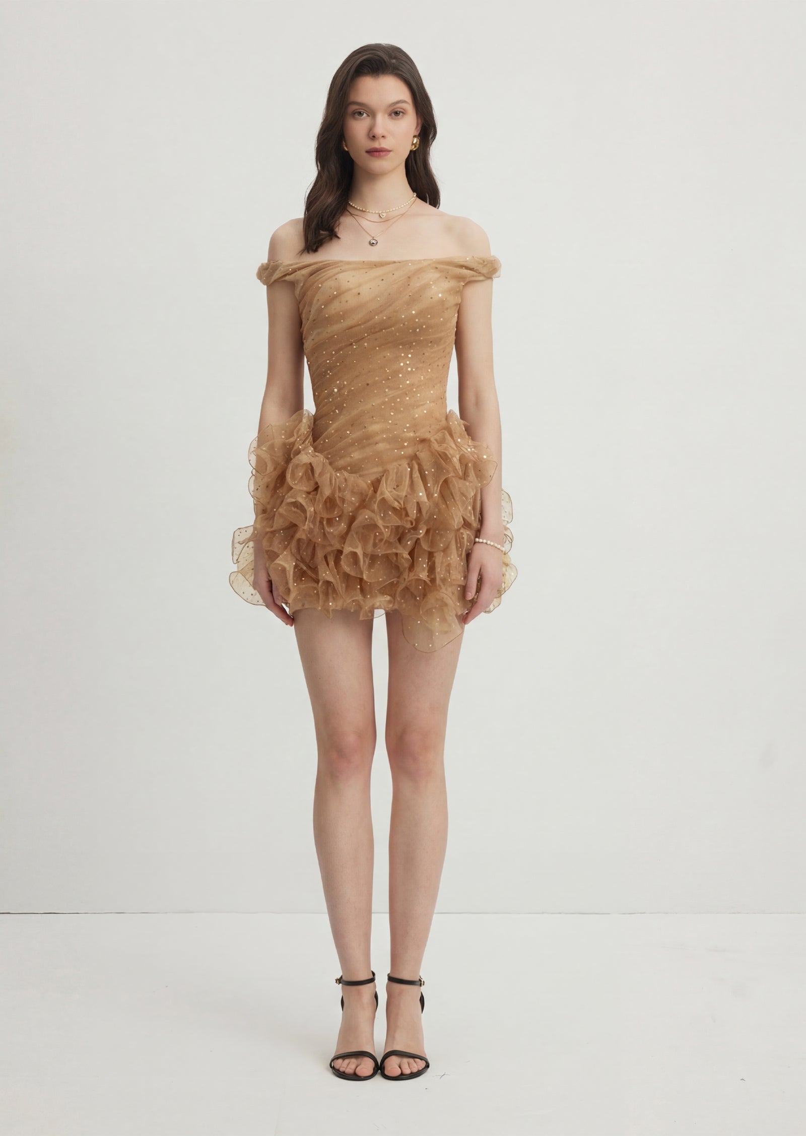 Midikleid in A-Linie mit Blumenmuster und Laternenärmeln