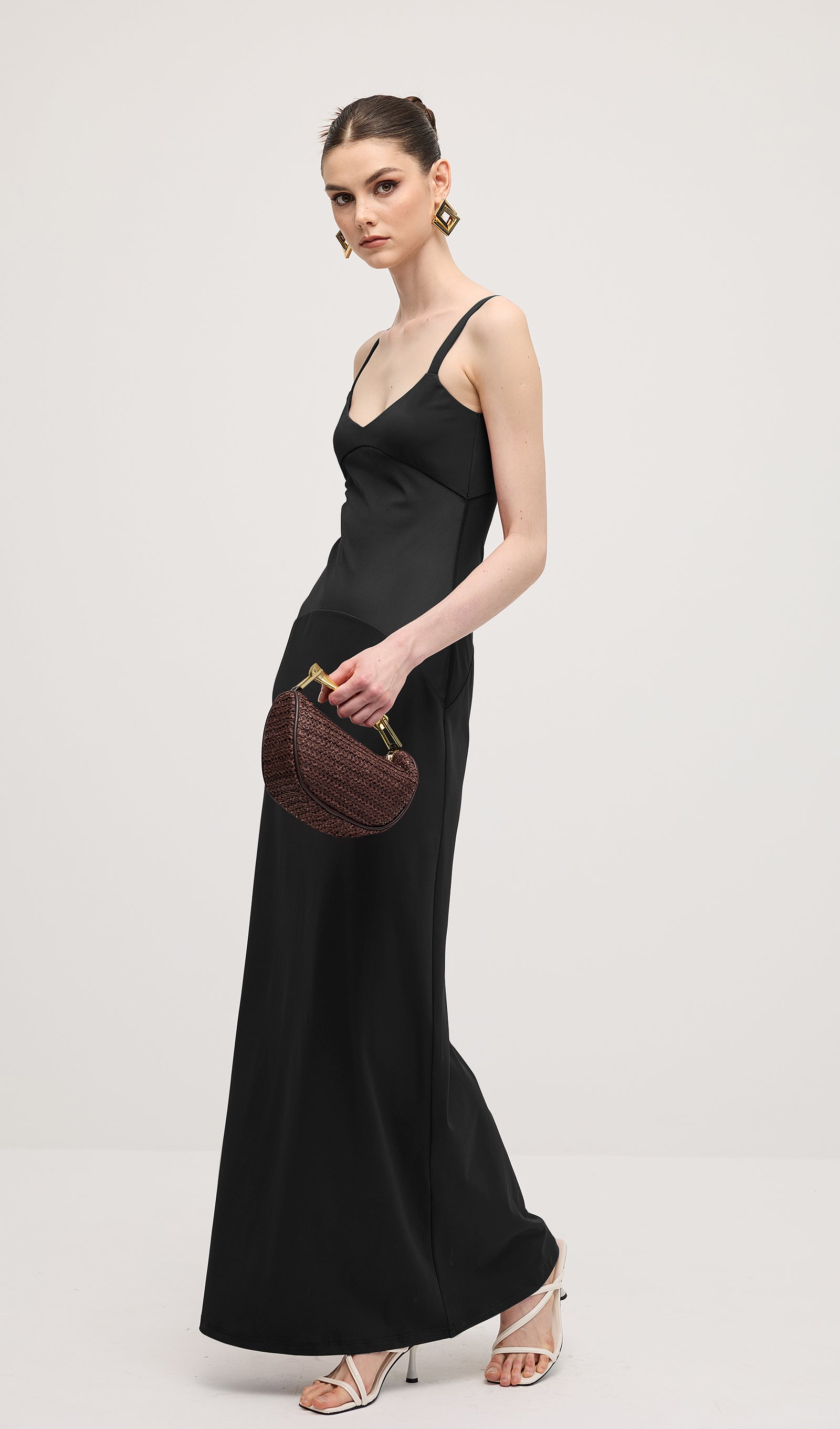Sheer Knit Curve Maxi Dress In Black（Final Sale）