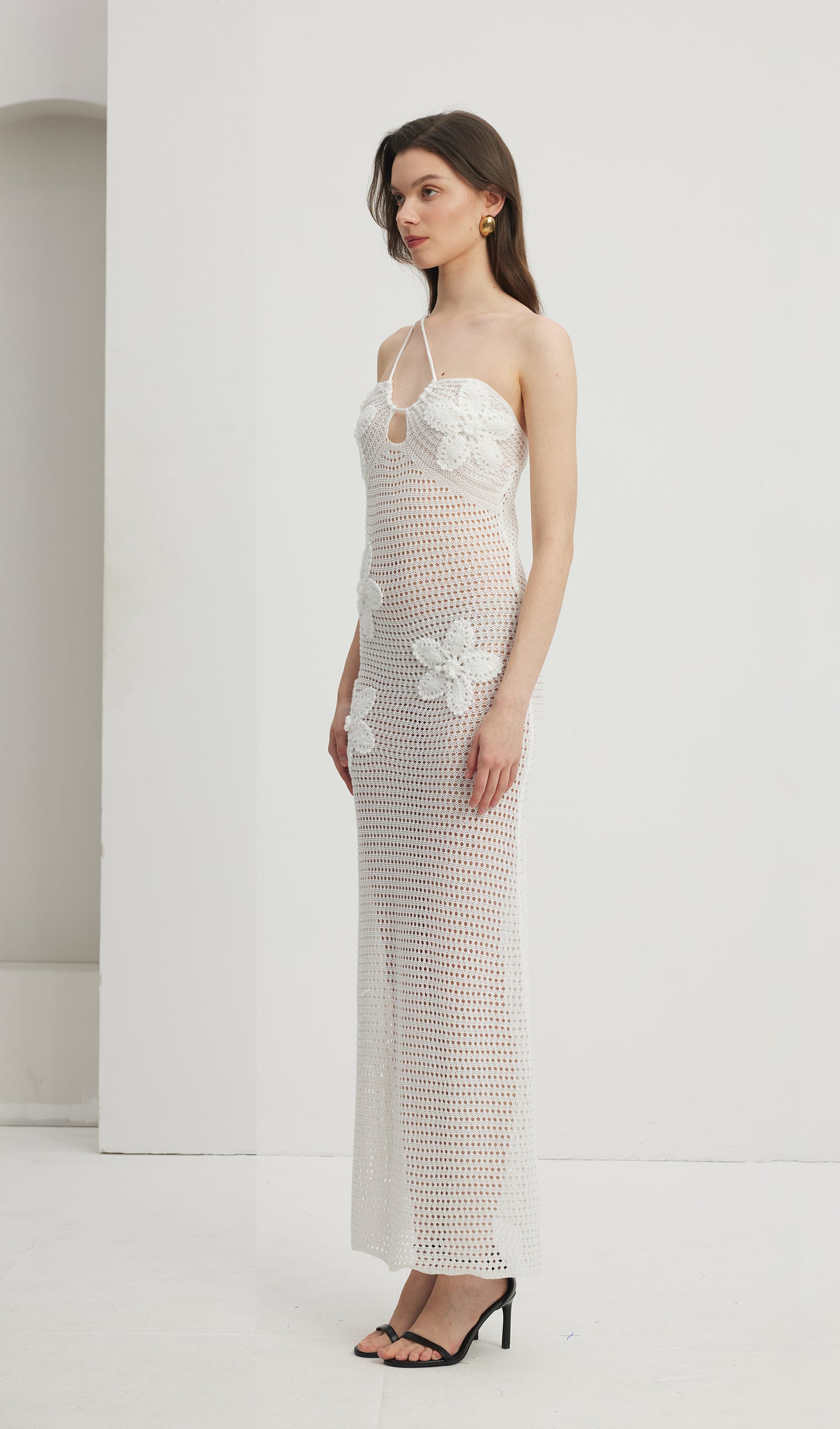Midikleid in A-Linie mit Blumenmuster und Laternenärmeln