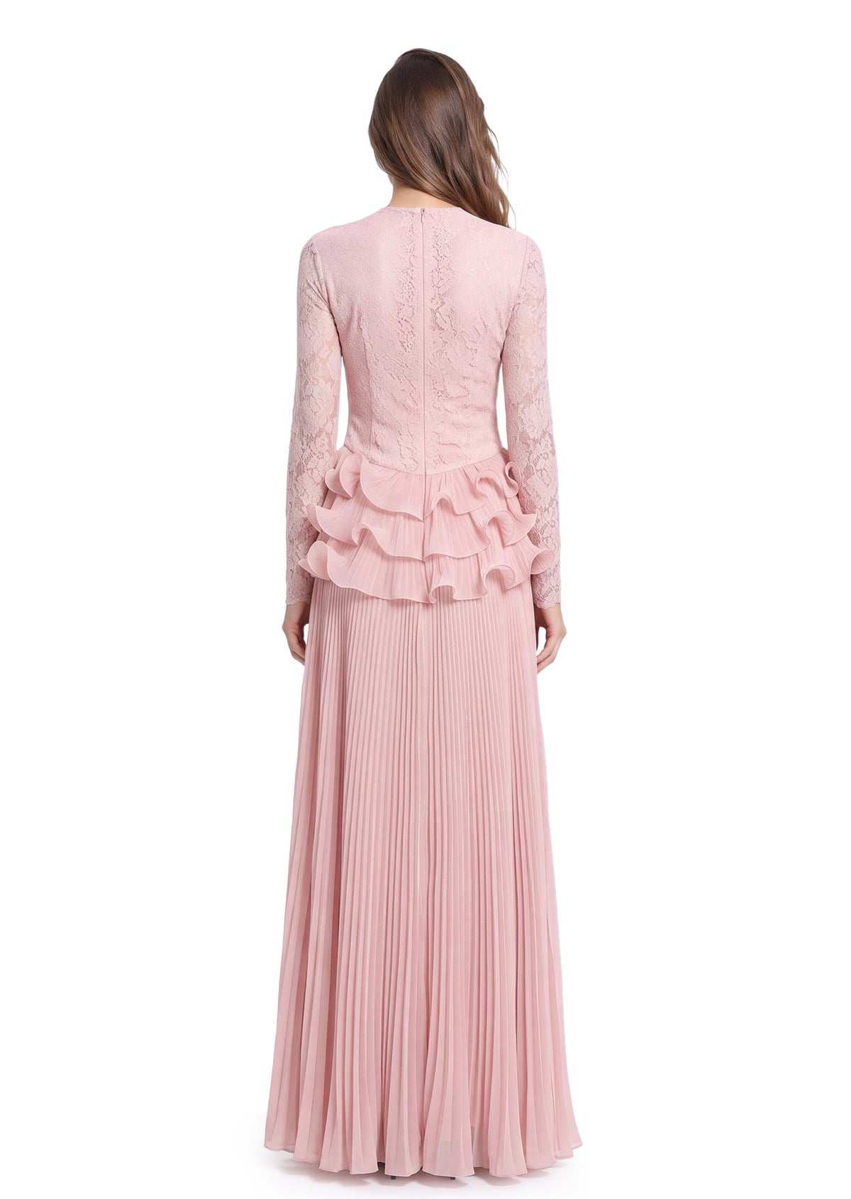 Yettie Lace Ruffle Maxi Dress