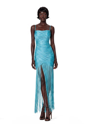 Beatus Ruched  Fringe Maxi Dress