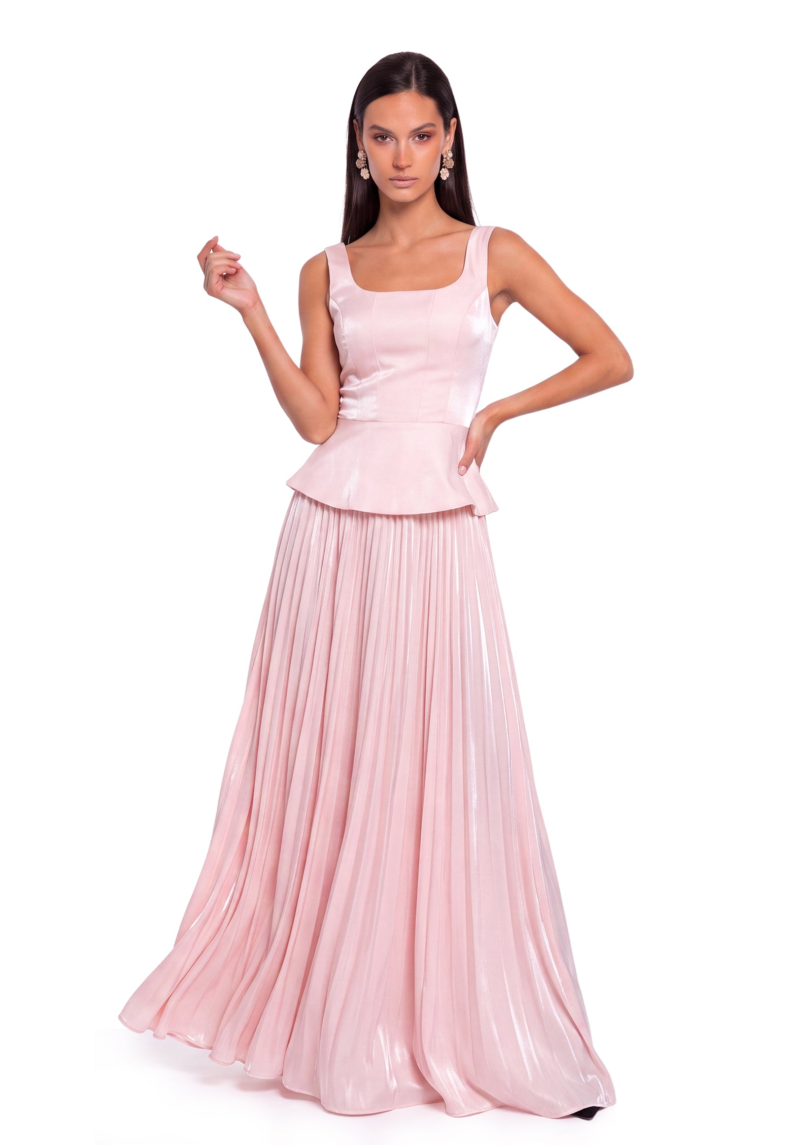 Midikleid in A-Linie mit Blumenmuster und Laternenärmeln