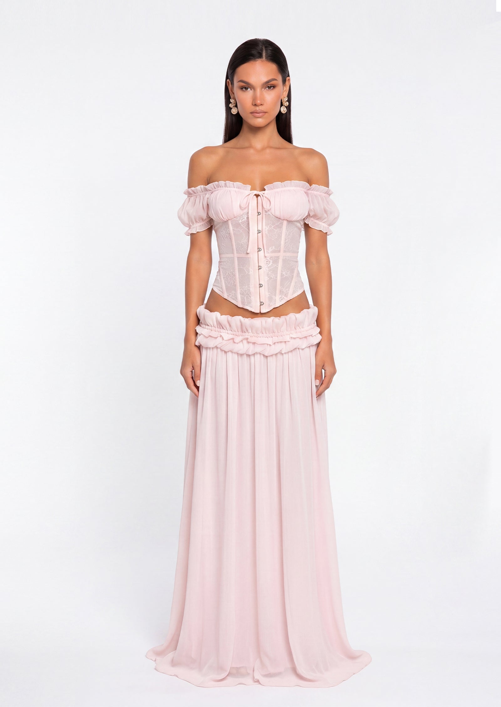Midikleid in A-Linie mit Blumenmuster und Laternenärmeln