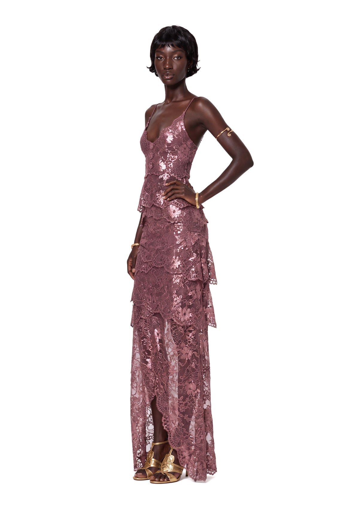 Yogi Ruffled Top & Slit Skirt Set