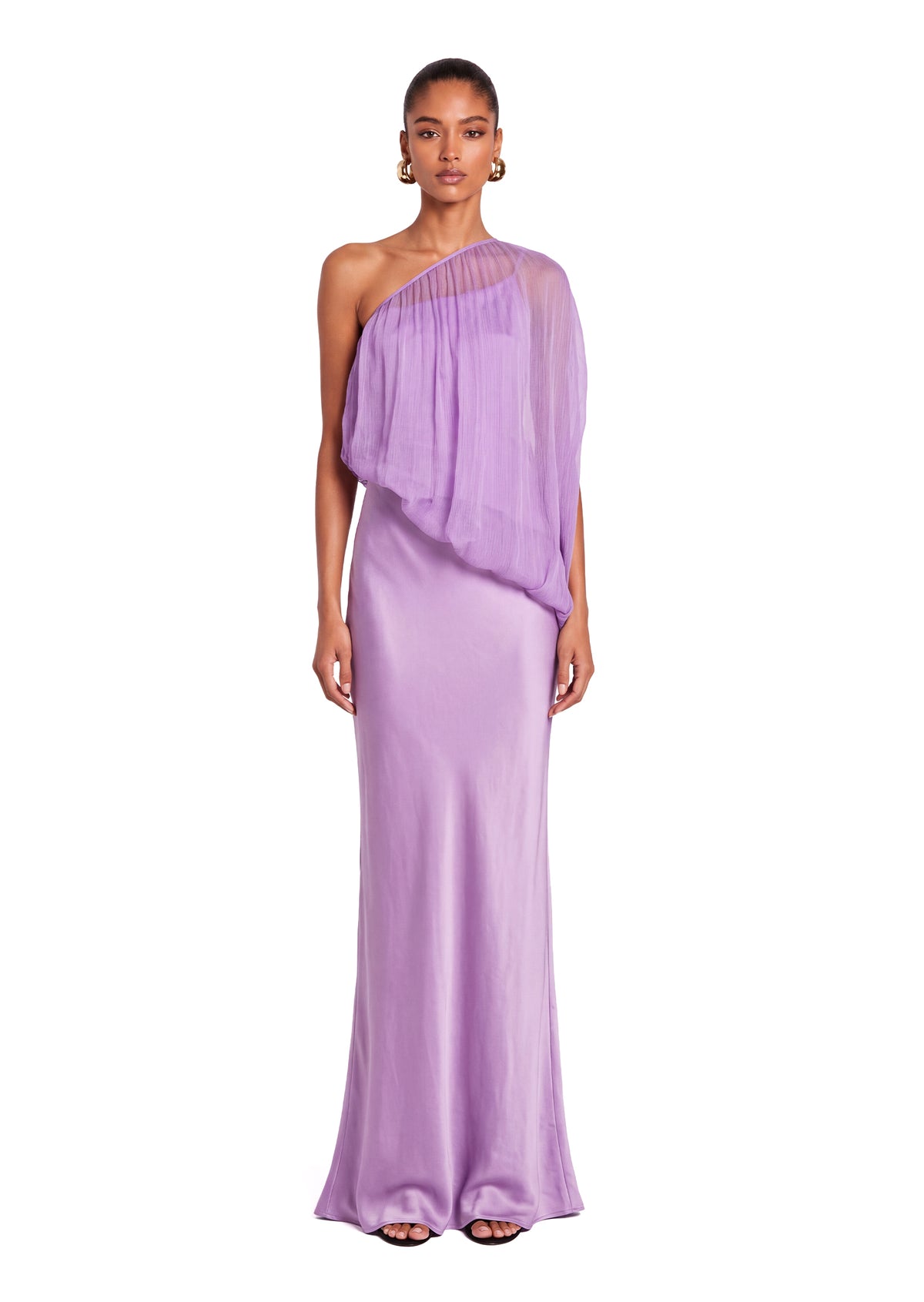 Yimin One Shoulder Satin Maxi Dress