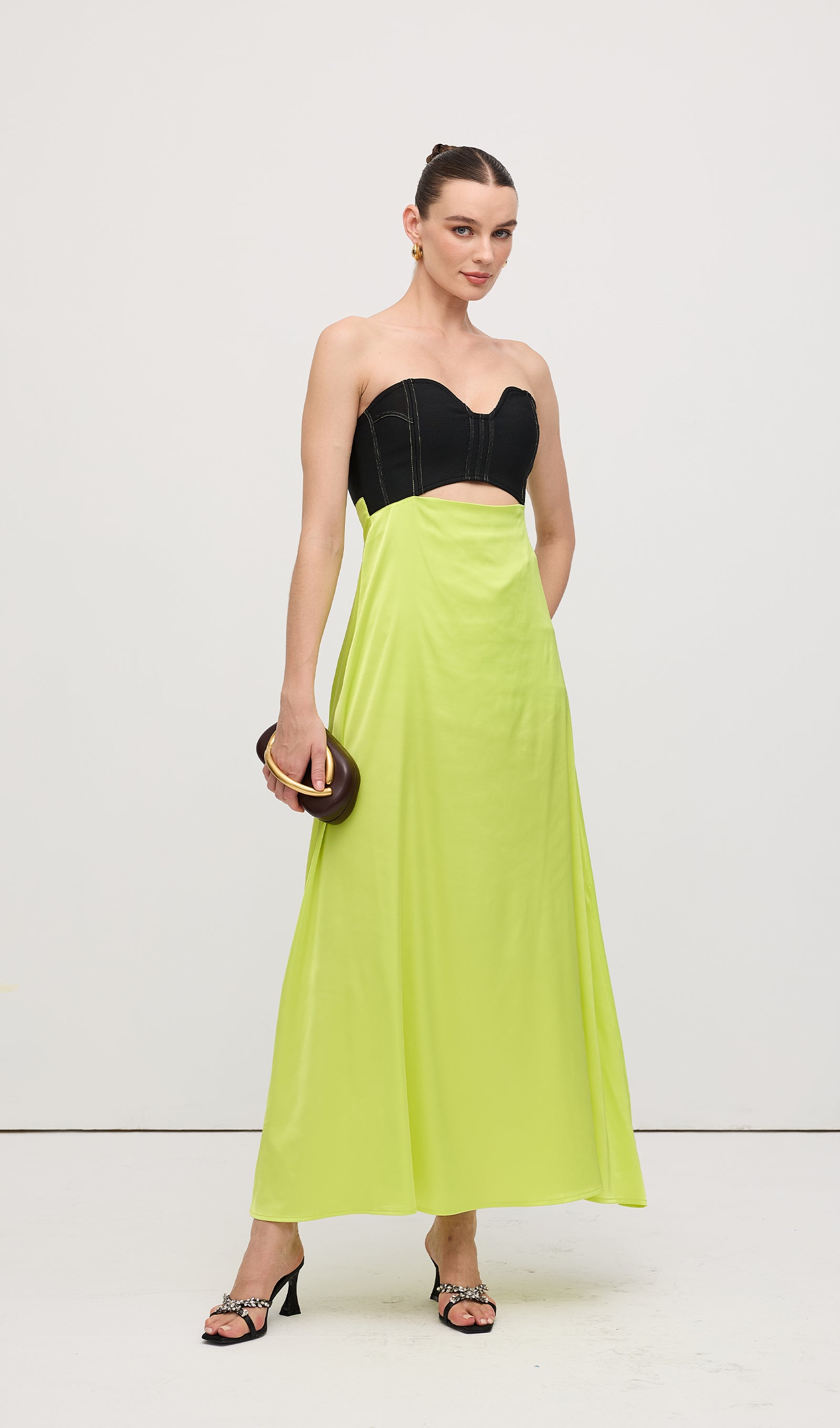 Midikleid in A-Linie mit Blumenmuster und Laternenärmeln
