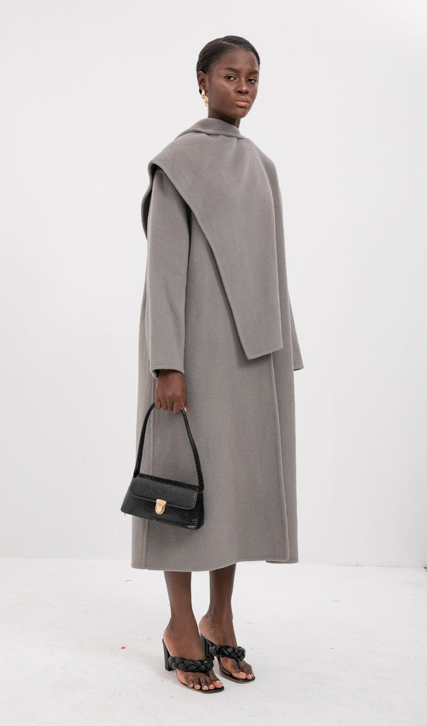 Trendy Oversized Cape Style Coat-Grey