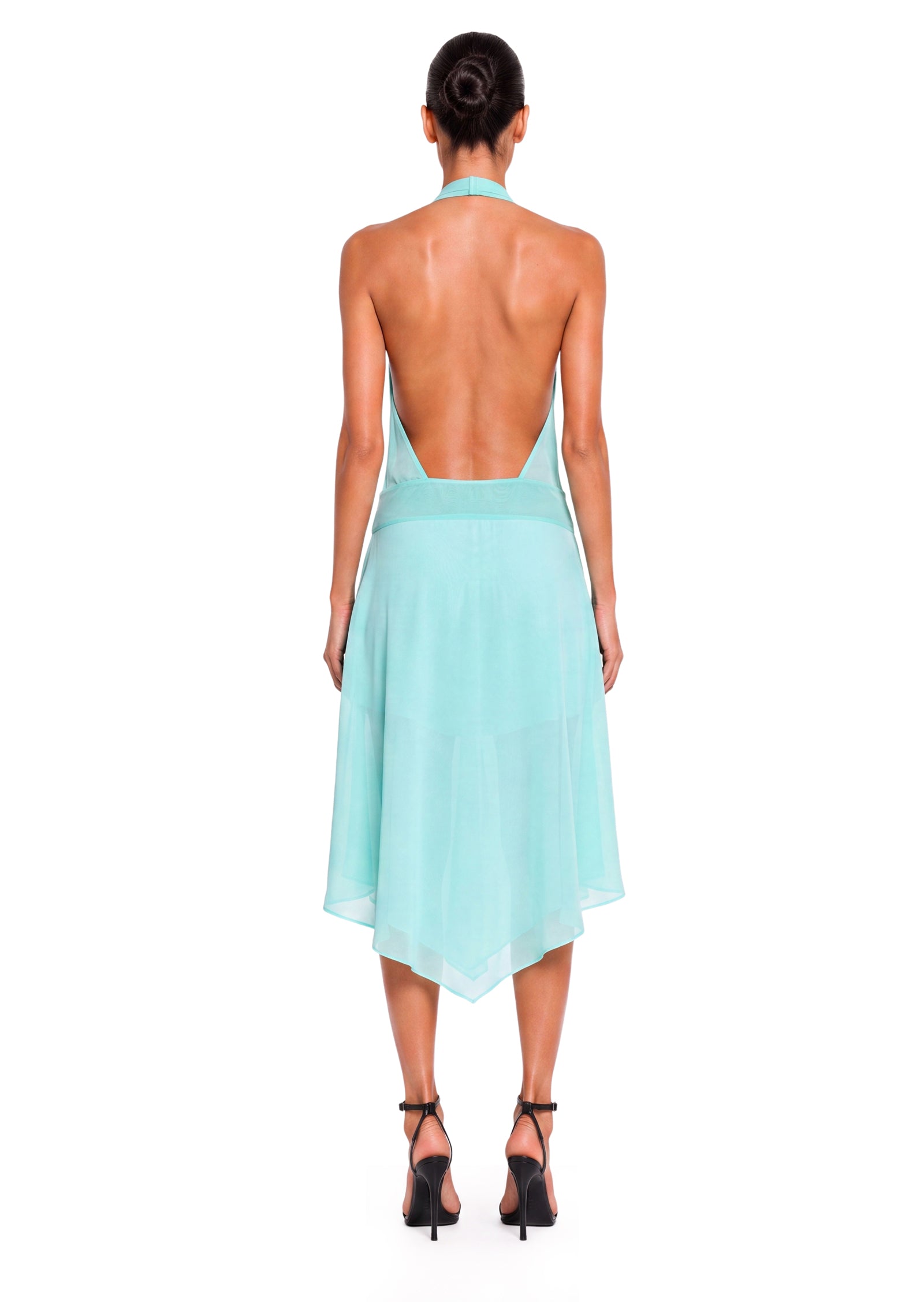 Midikleid in A-Linie mit Blumenmuster und Laternenärmeln
