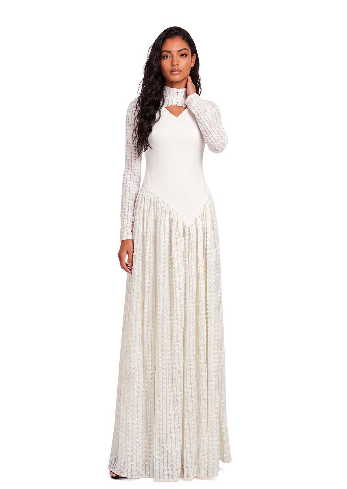 Midikleid in A-Linie mit Blumenmuster und Laternenärmeln