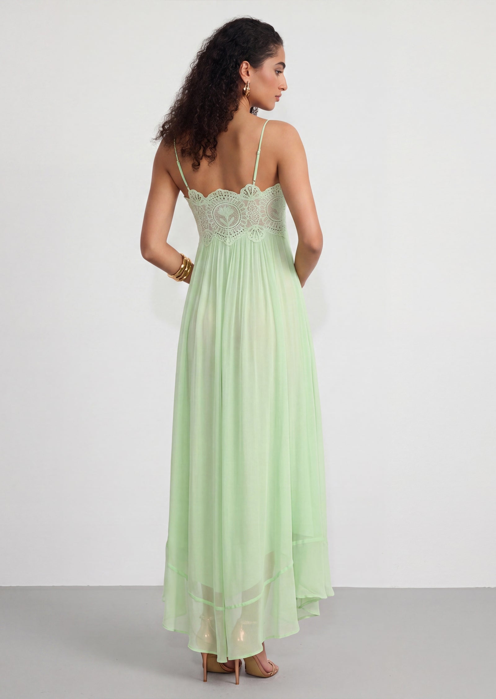 Vallea Chiffon Maxi Dress In Green