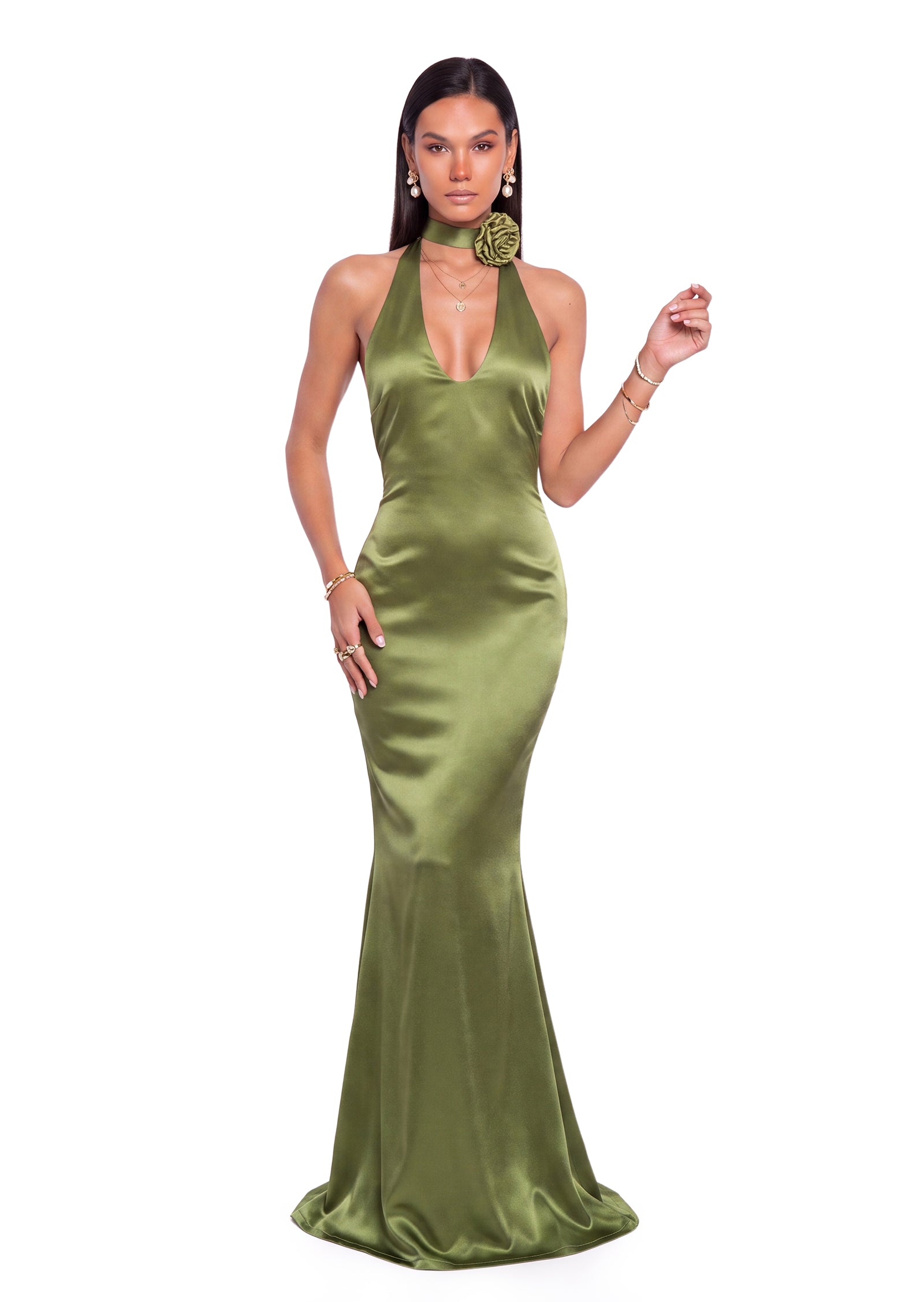 Midikleid in A-Linie mit Blumenmuster und Laternenärmeln