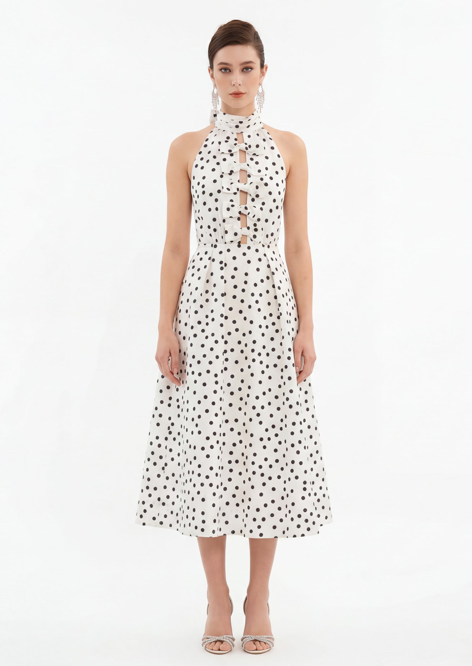 Tovey Polka Dot Turtleneck Midi Dress