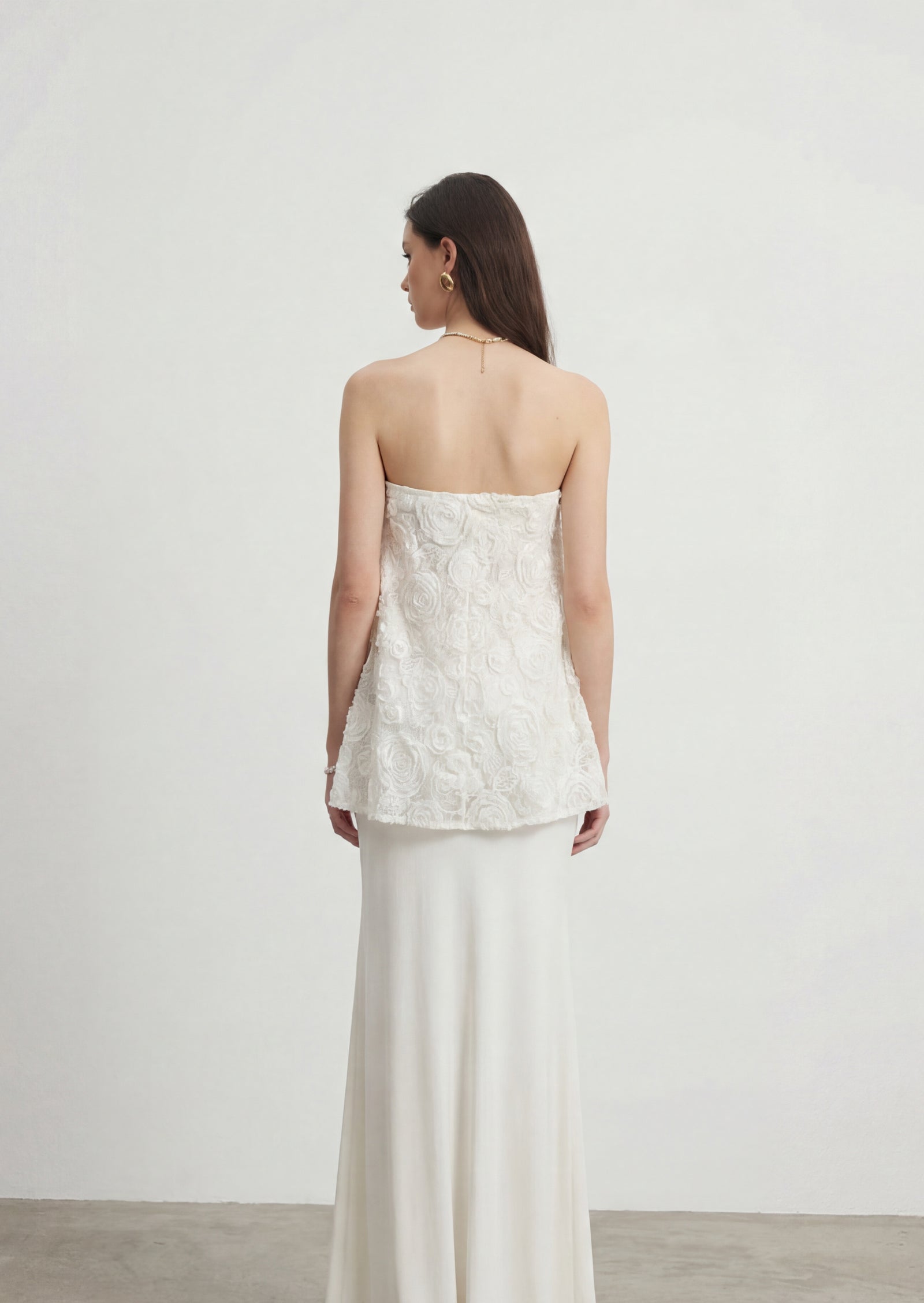 Midikleid in A-Linie mit Blumenmuster und Laternenärmeln