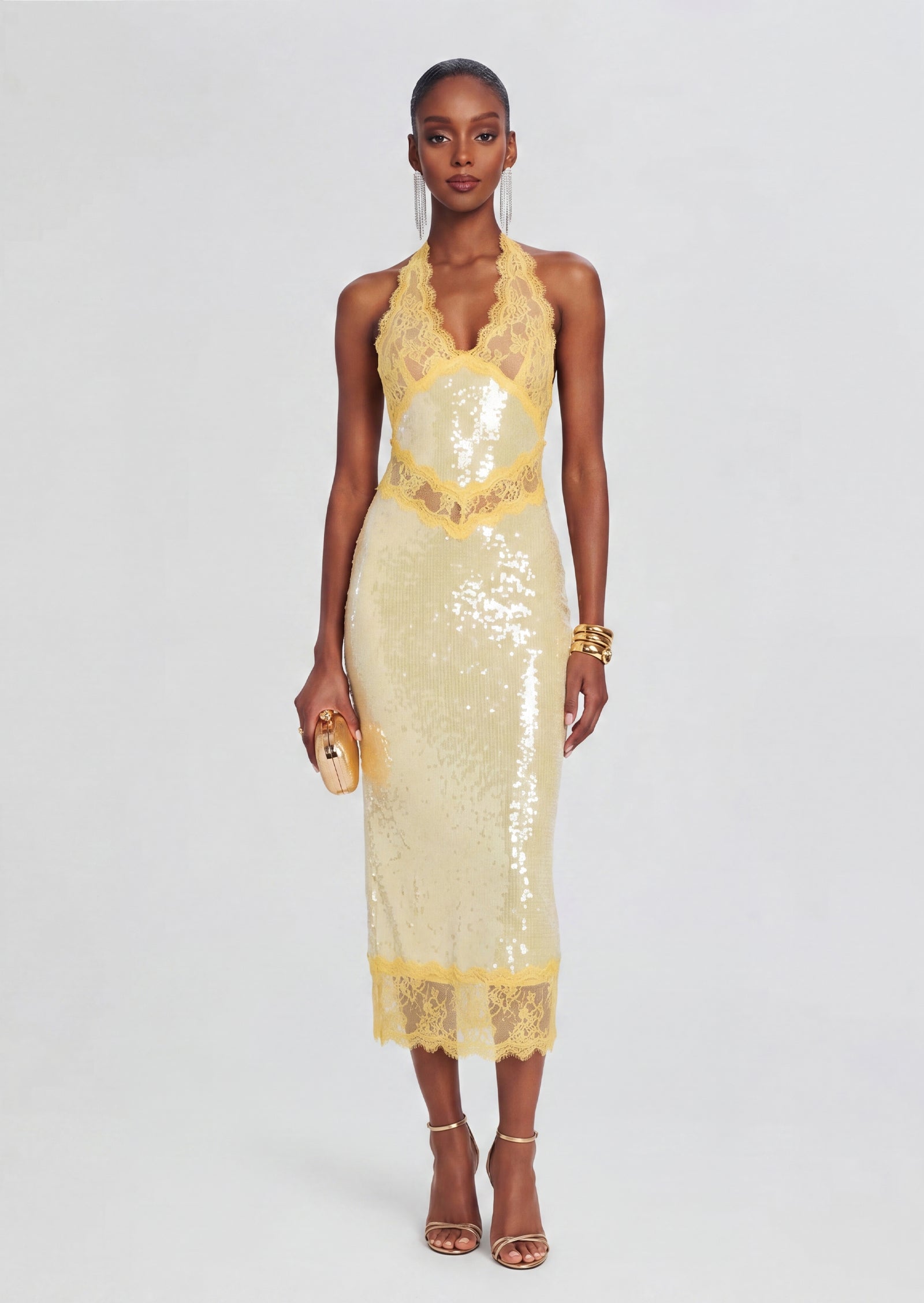 Midikleid in A-Linie mit Blumenmuster und Laternenärmeln