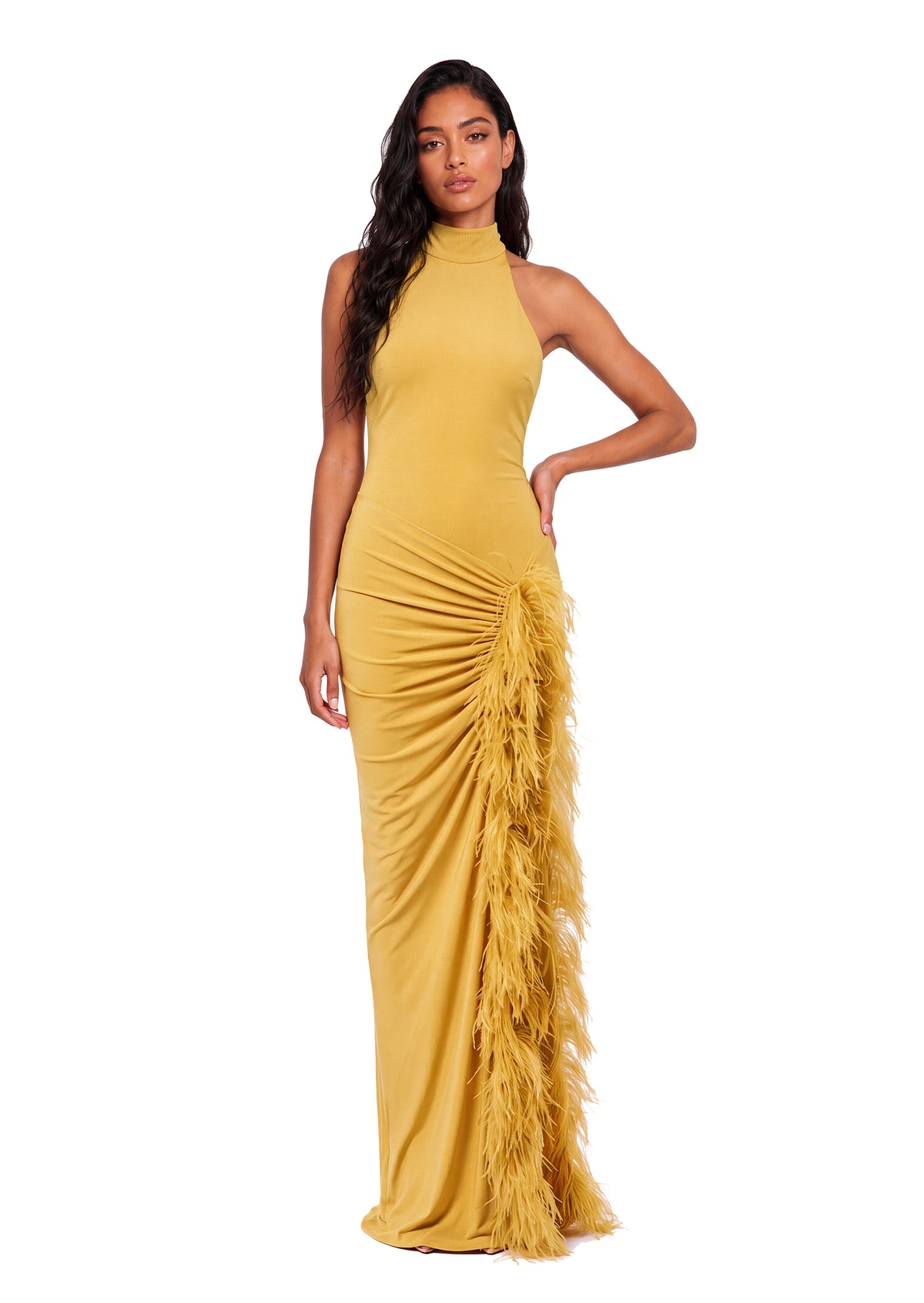 Midikleid in A-Linie mit Blumenmuster und Laternenärmeln