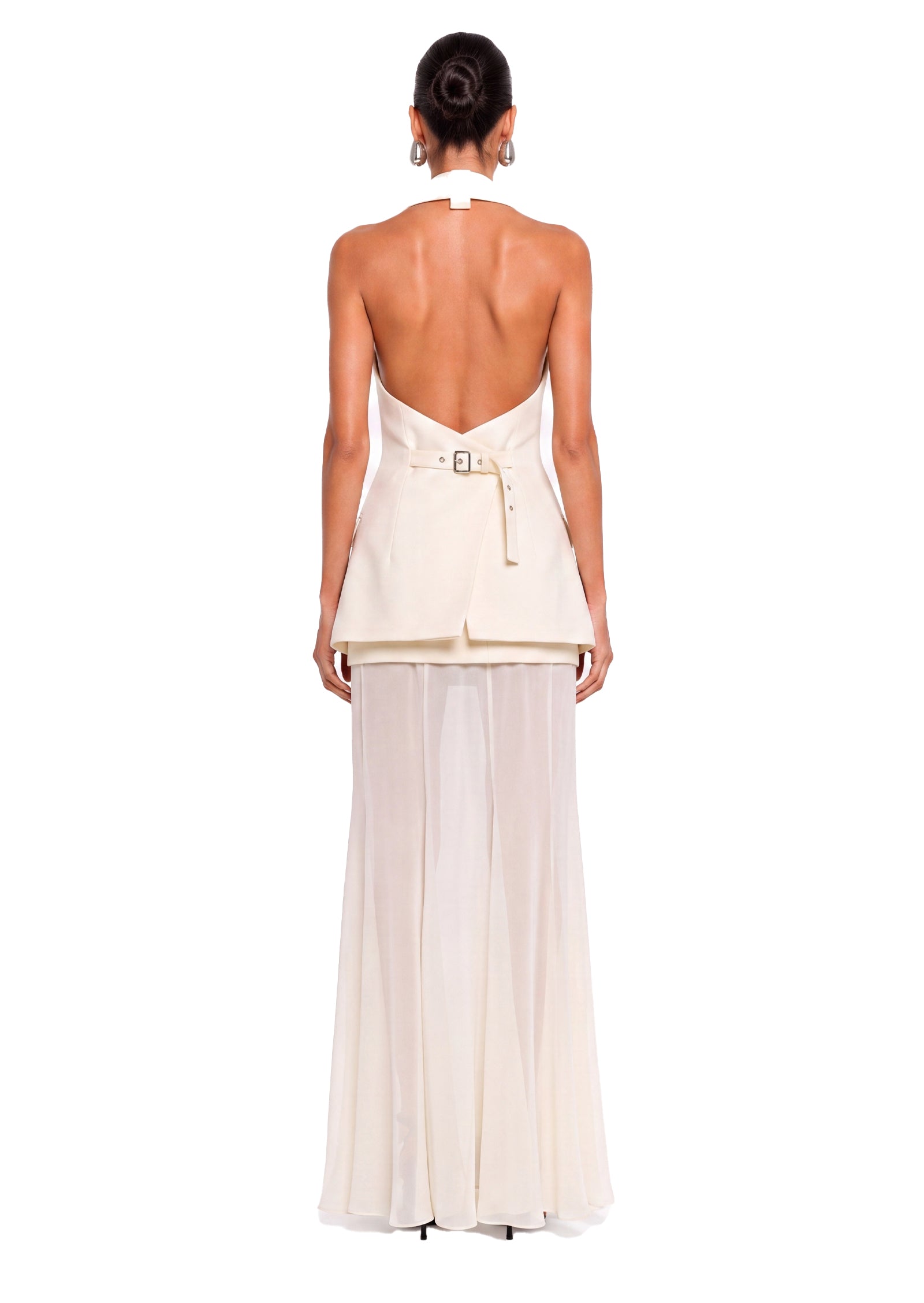 Laibah Sleeveless suit vest sheer skirt set