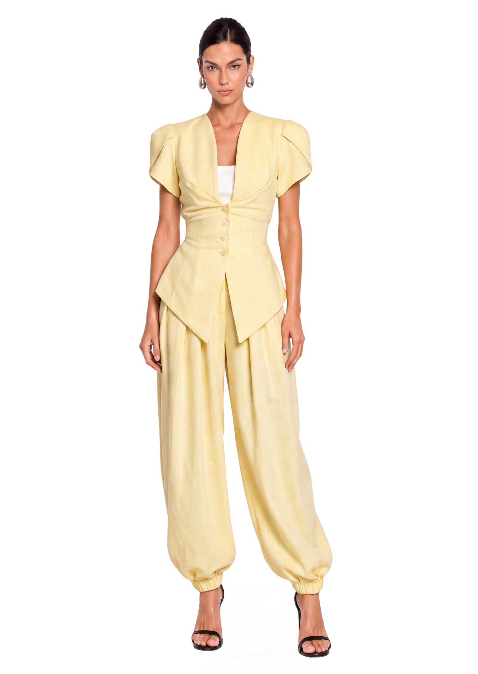 Midikleid in A-Linie mit Blumenmuster und Laternenärmeln