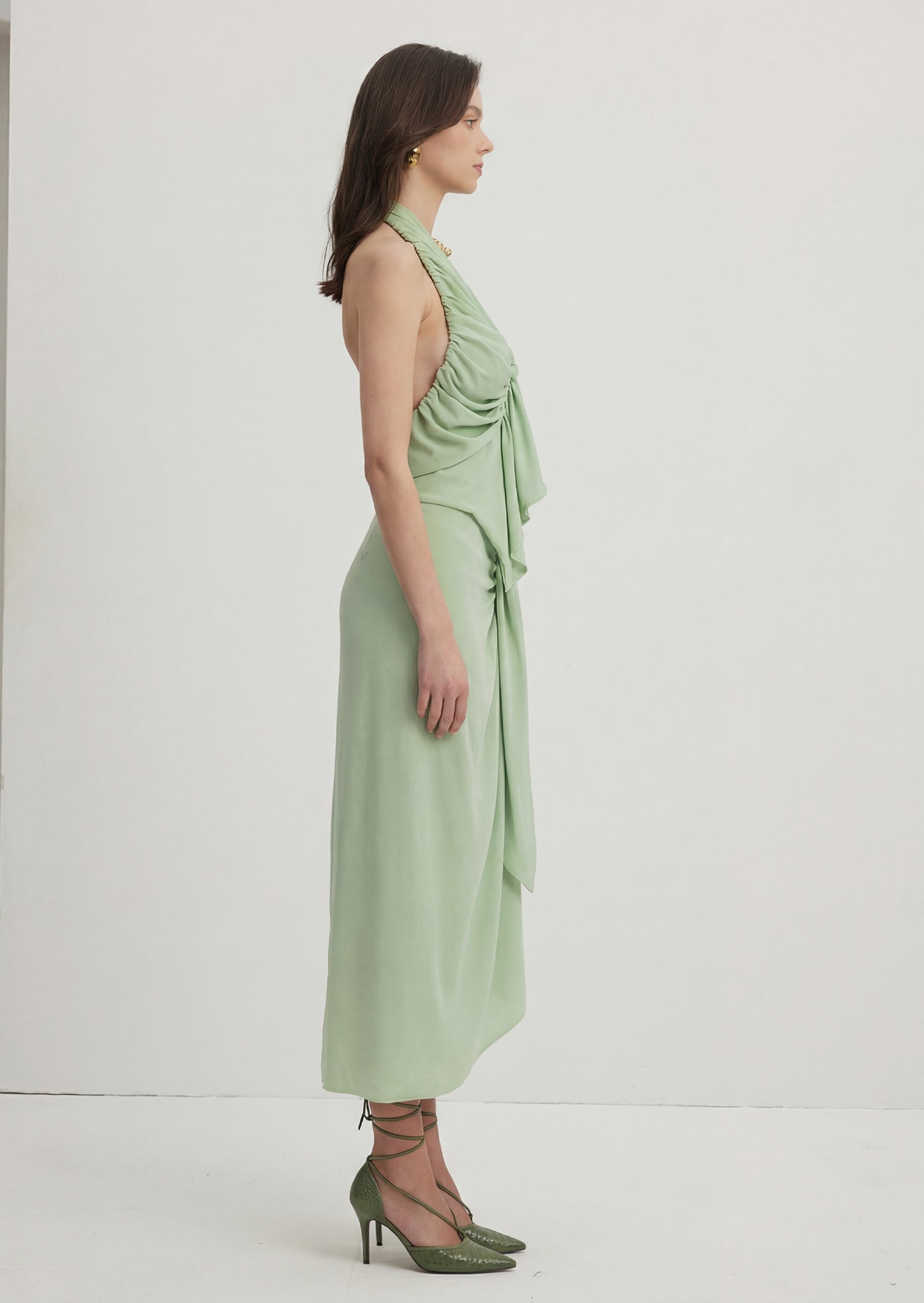 Midikleid in A-Linie mit Blumenmuster und Laternenärmeln