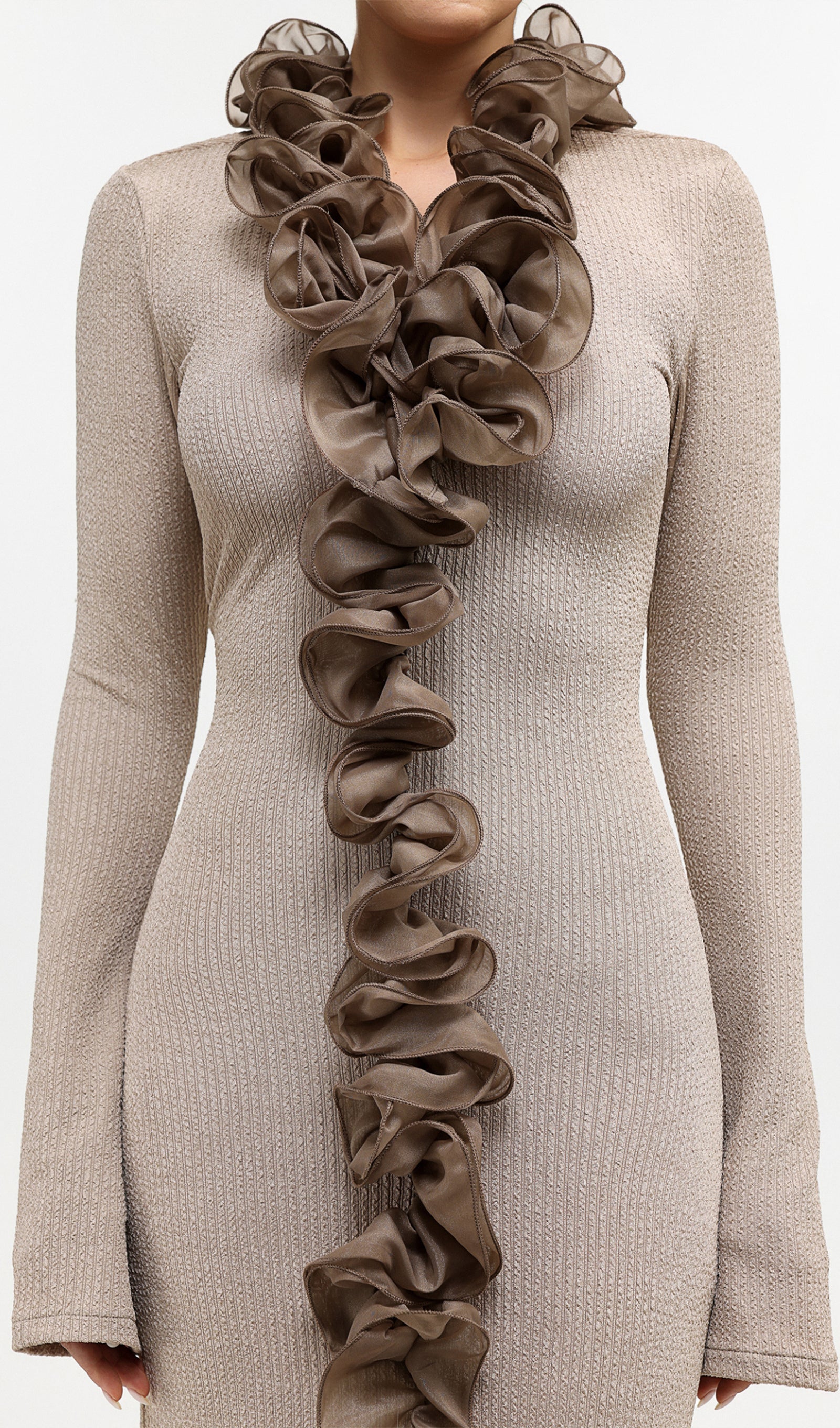 Midikleid in A-Linie mit Blumenmuster und Laternenärmeln