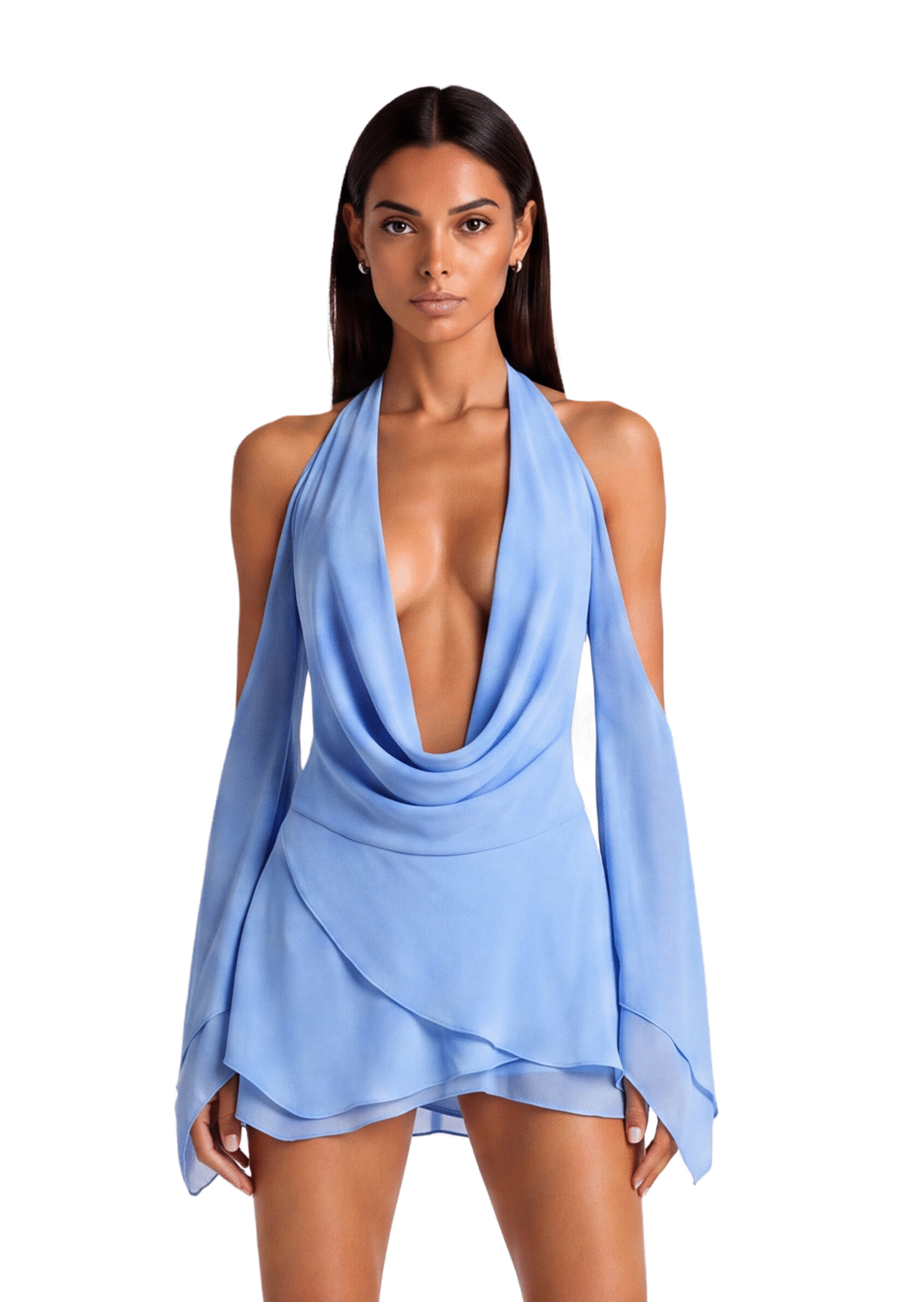 Aditya Draped Halter Mini Dress In Blue