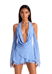 Aditya Draped Halter Mini Dress In Blue
