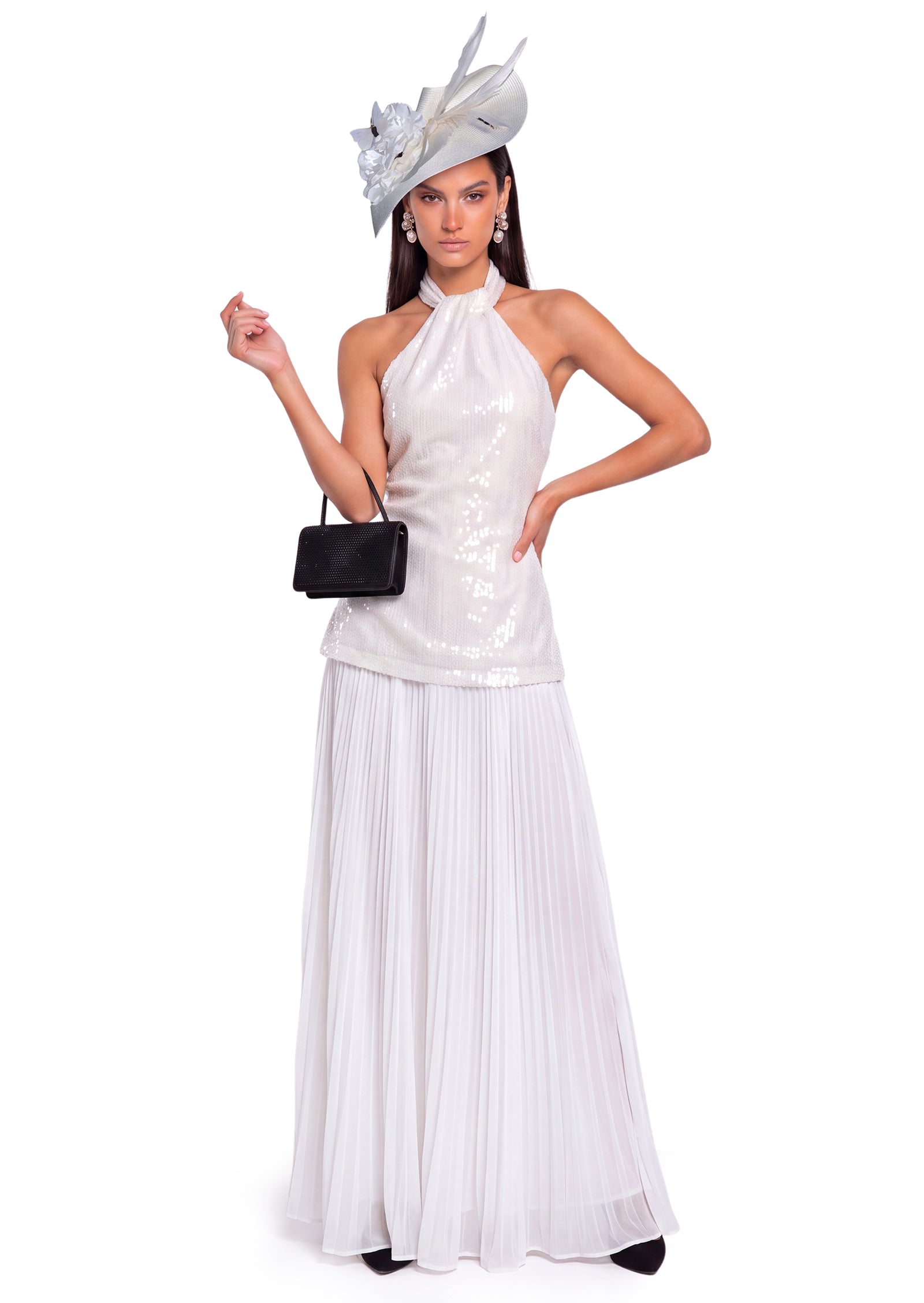 Midikleid in A-Linie mit Blumenmuster und Laternenärmeln