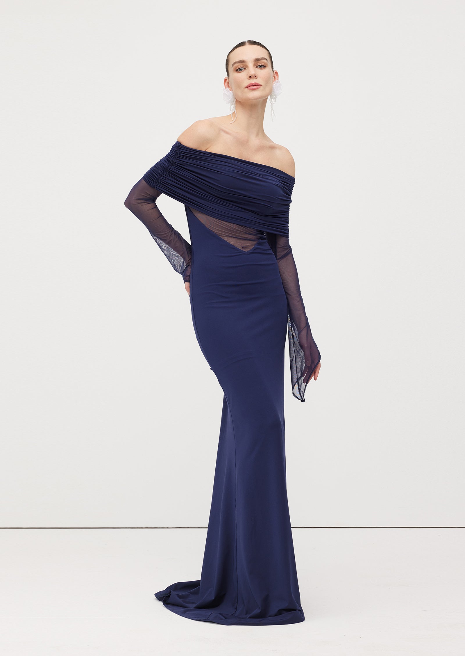 Midikleid in A-Linie mit Blumenmuster und Laternenärmeln