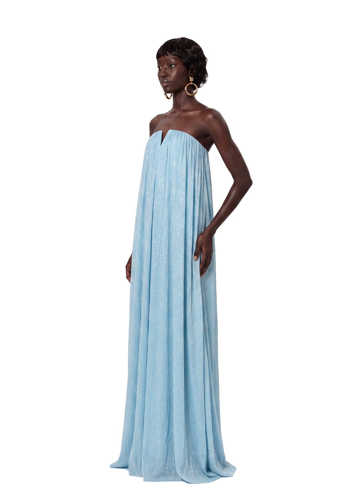 Midikleid in A-Linie mit Blumenmuster und Laternenärmeln