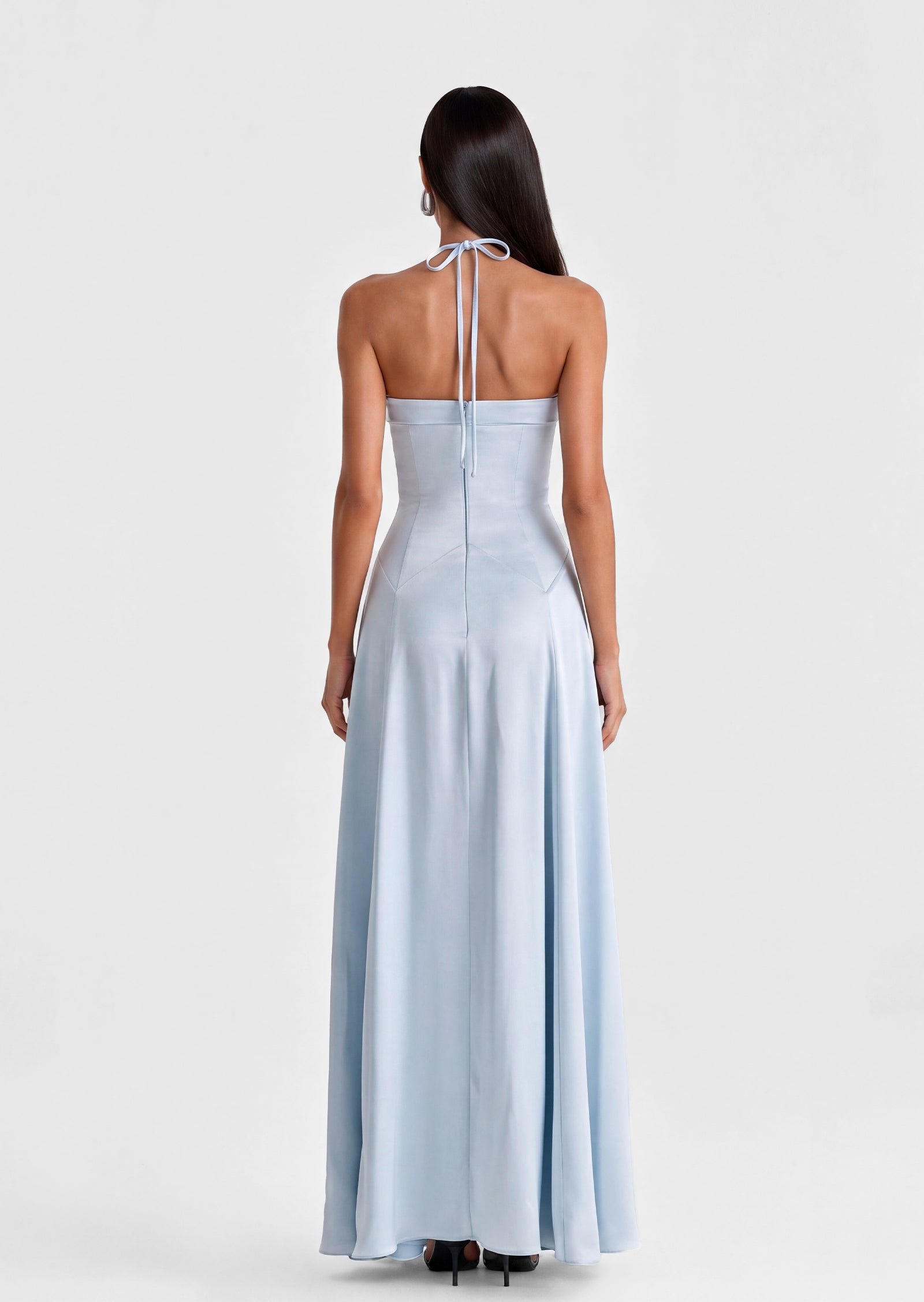 Midikleid in A-Linie mit Blumenmuster und Laternenärmeln