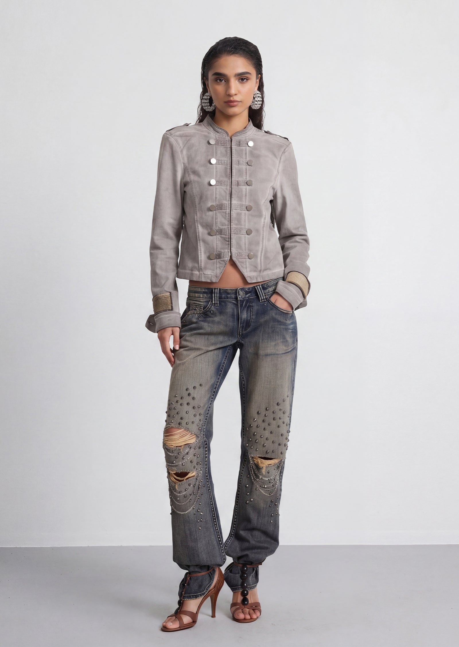 Solna Military Style Jacket In Clay