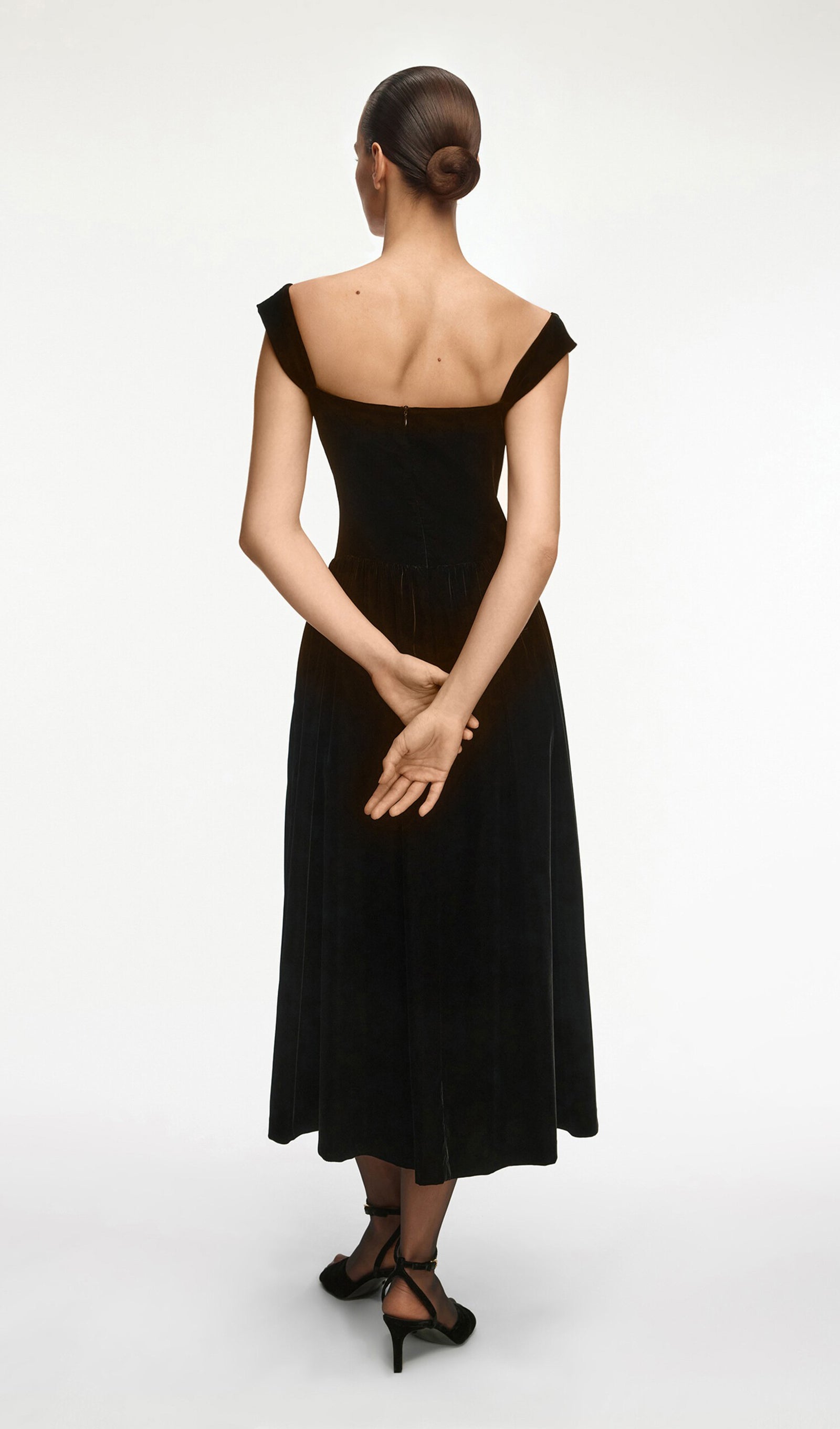 Midikleid in A-Linie mit Blumenmuster und Laternenärmeln