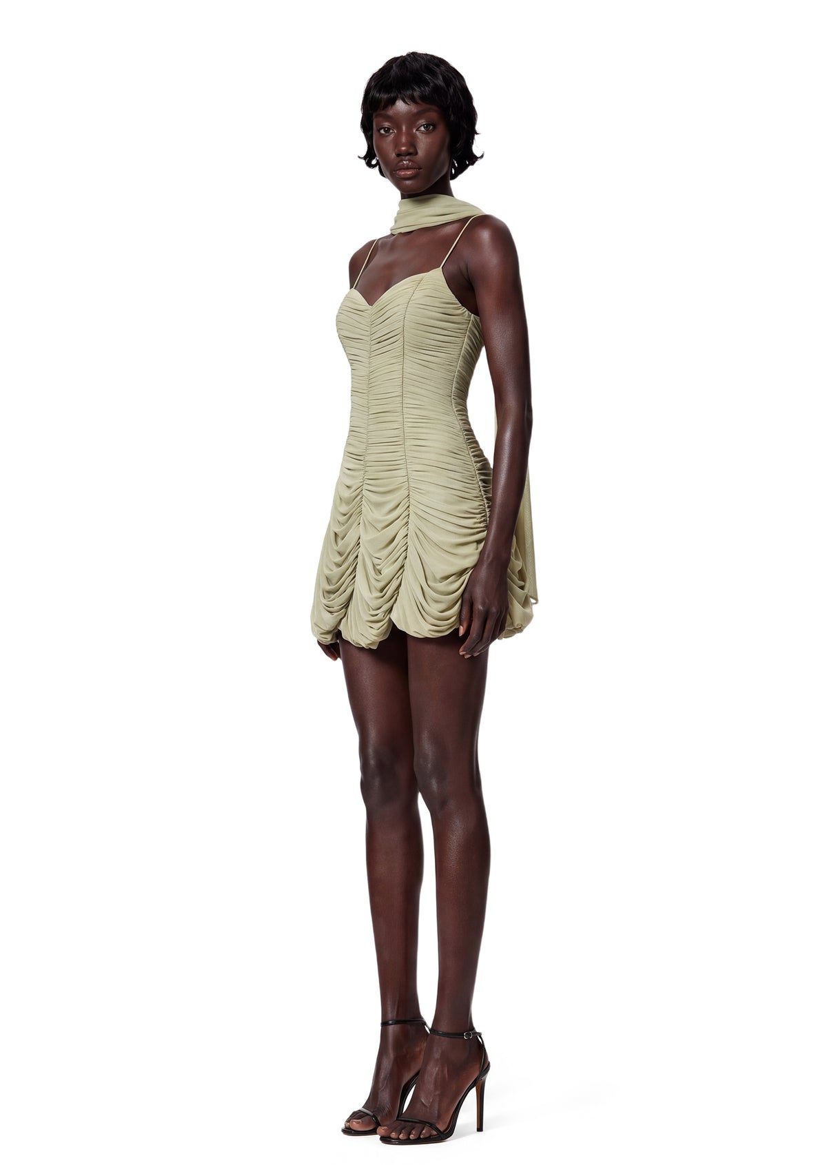 Midikleid in A-Linie mit Blumenmuster und Laternenärmeln
