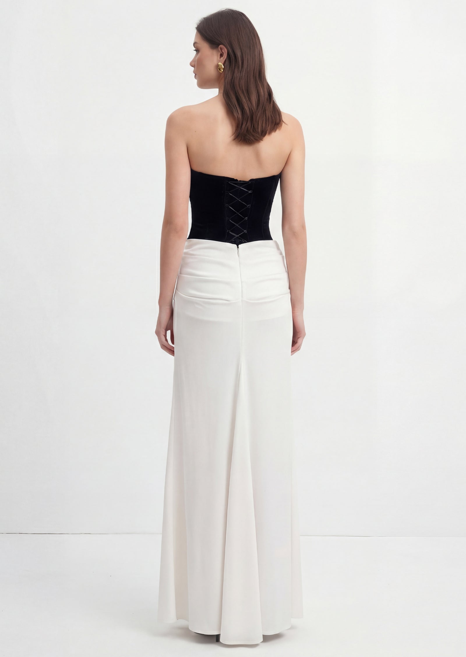 Black & White Corset Maxi Gown