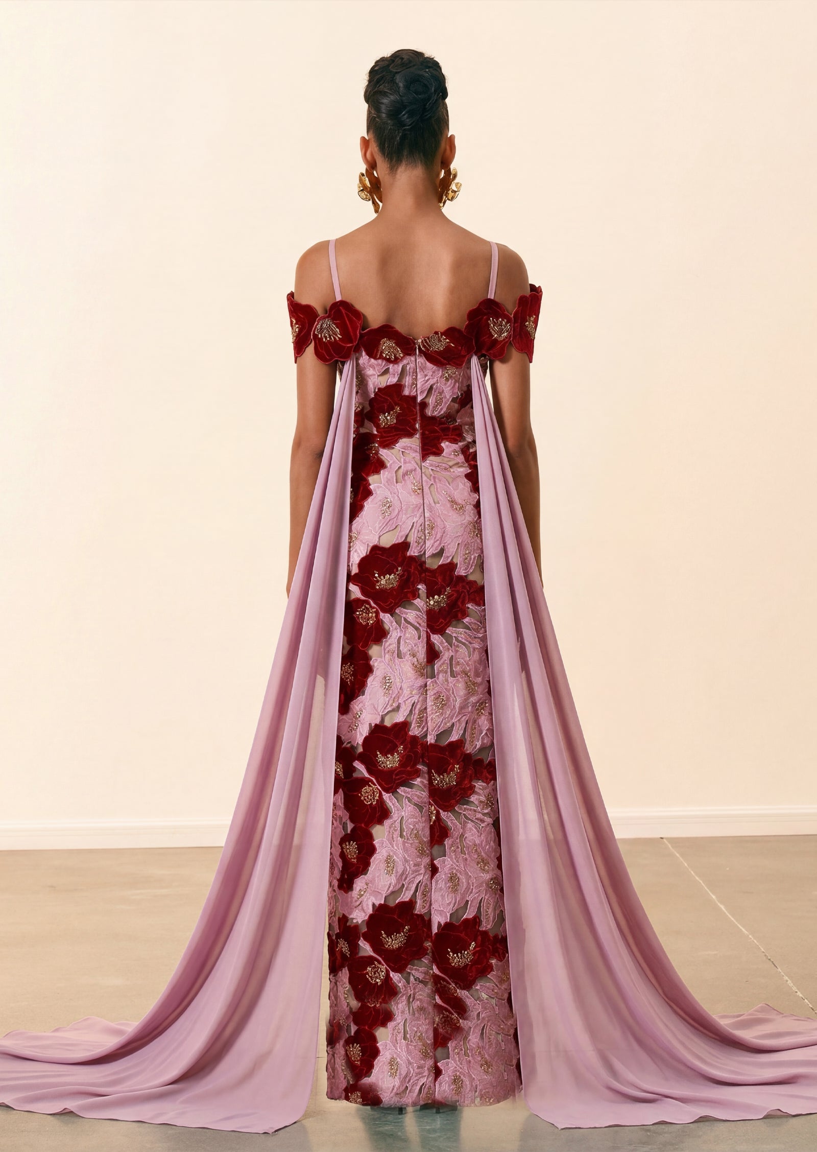 Lyna Floral Appliqués Maxi Gown