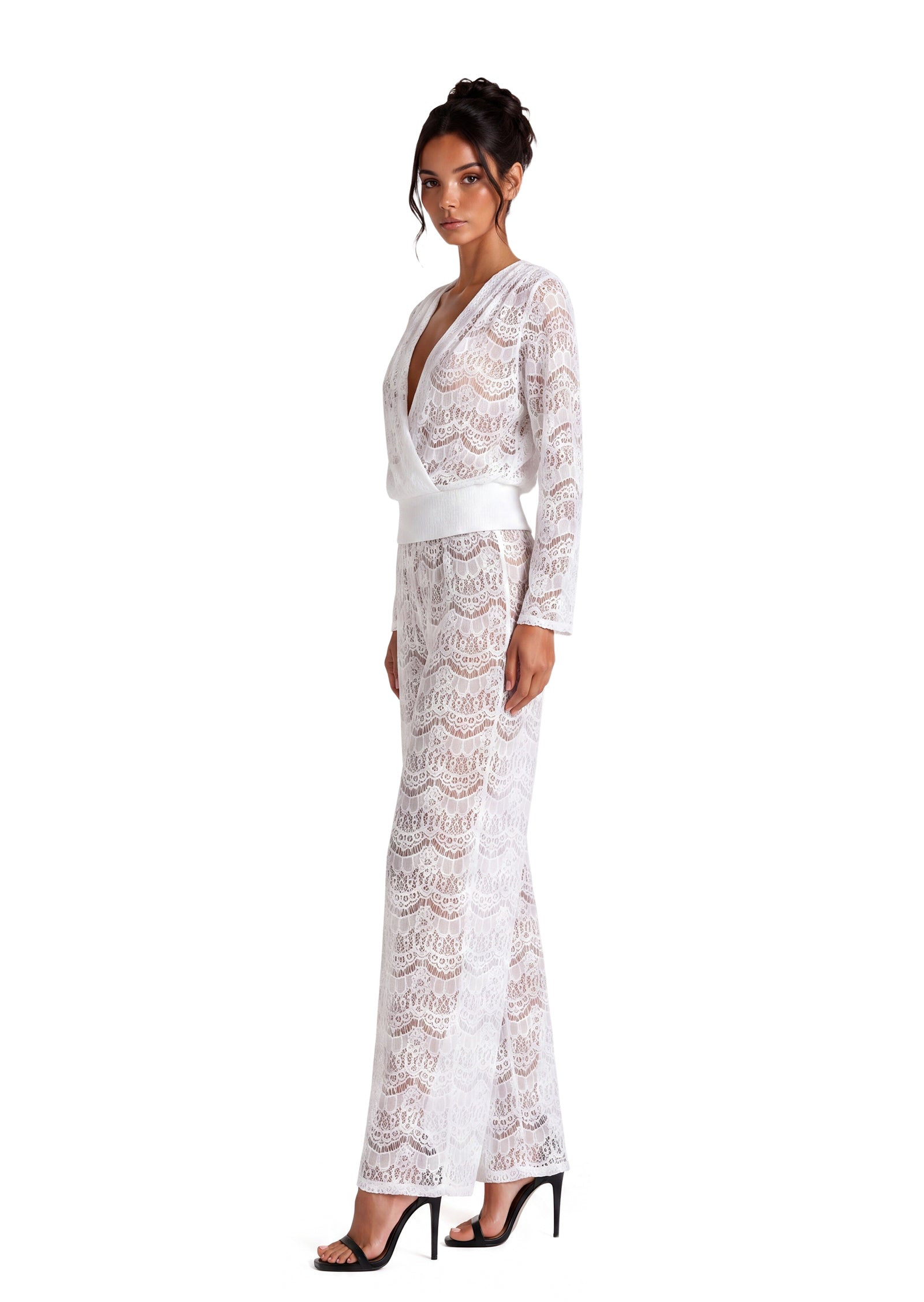 Midikleid in A-Linie mit Blumenmuster und Laternenärmeln