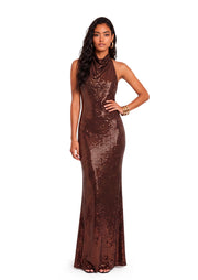 Beckett Rhinestones Racer Back Dress in Brown