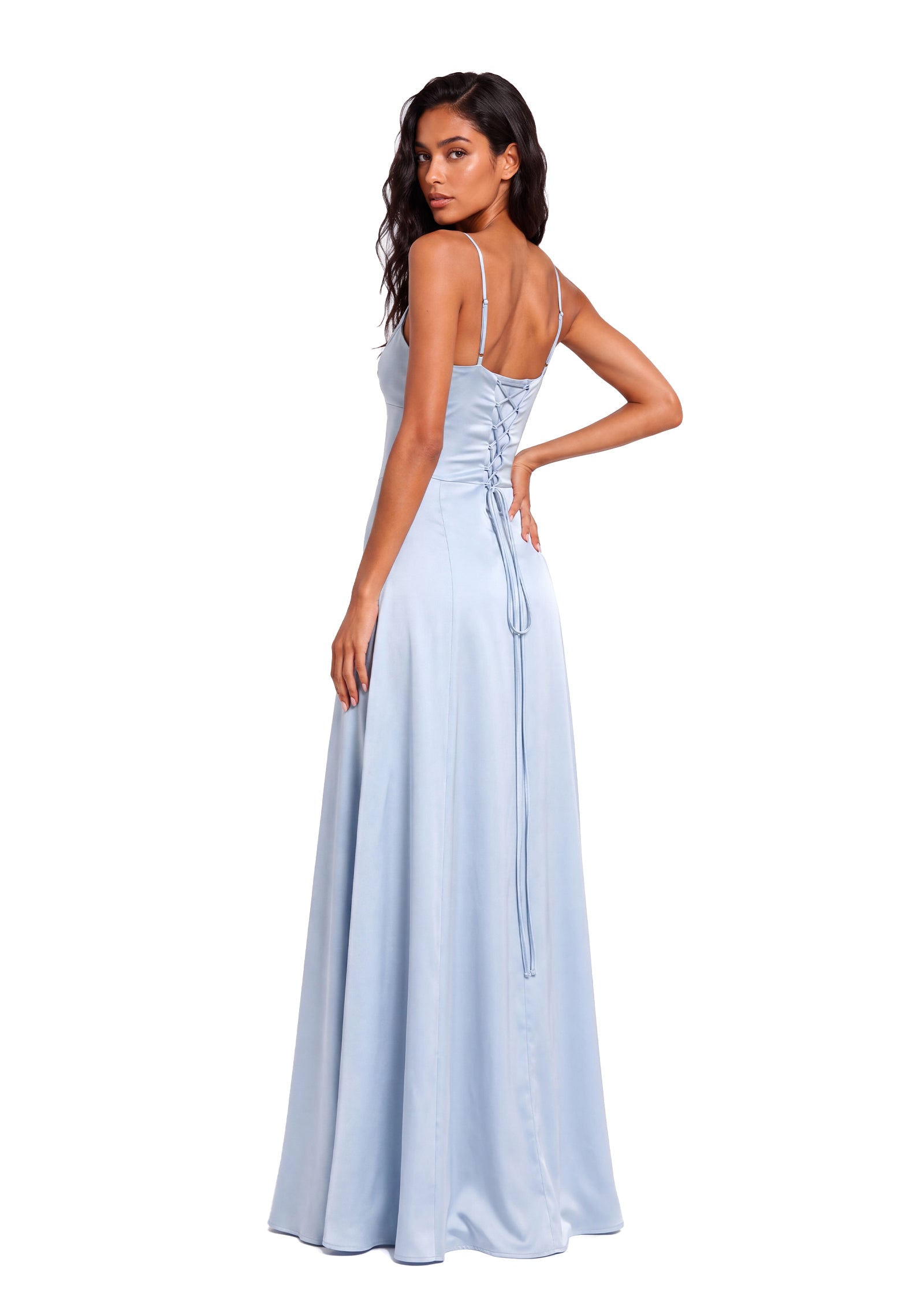 Taber Satin Maxi Dress In Blue
