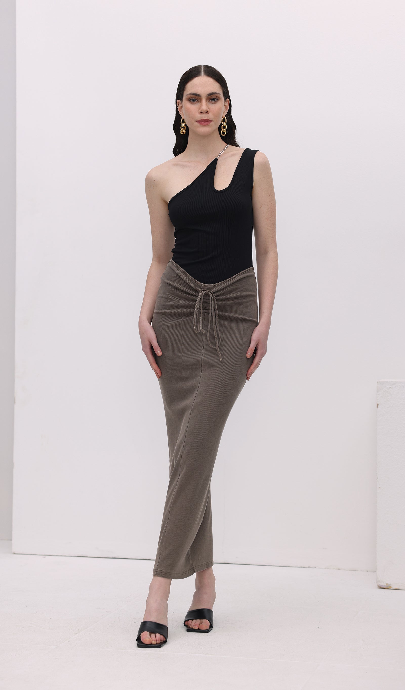 One Shoulder Metal Embellished Top