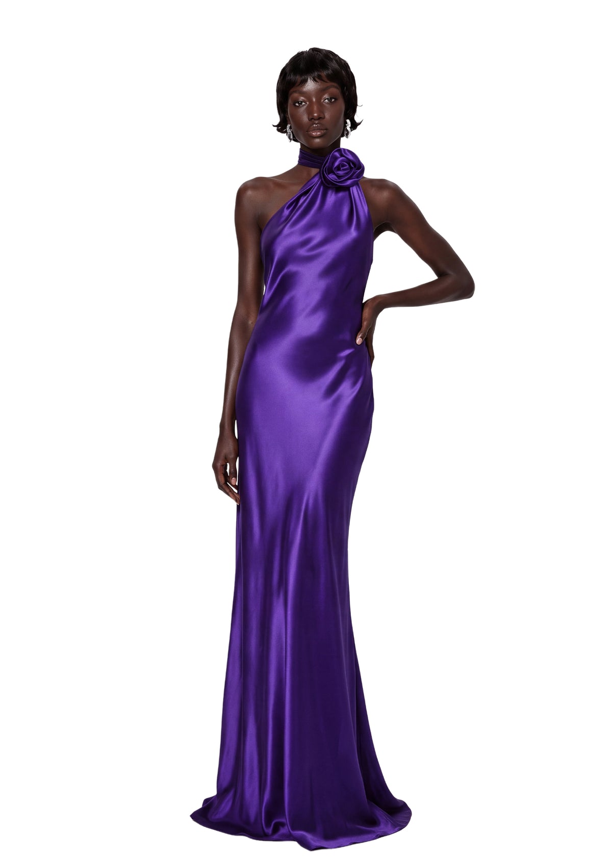 Midikleid in A-Linie mit Blumenmuster und Laternenärmeln