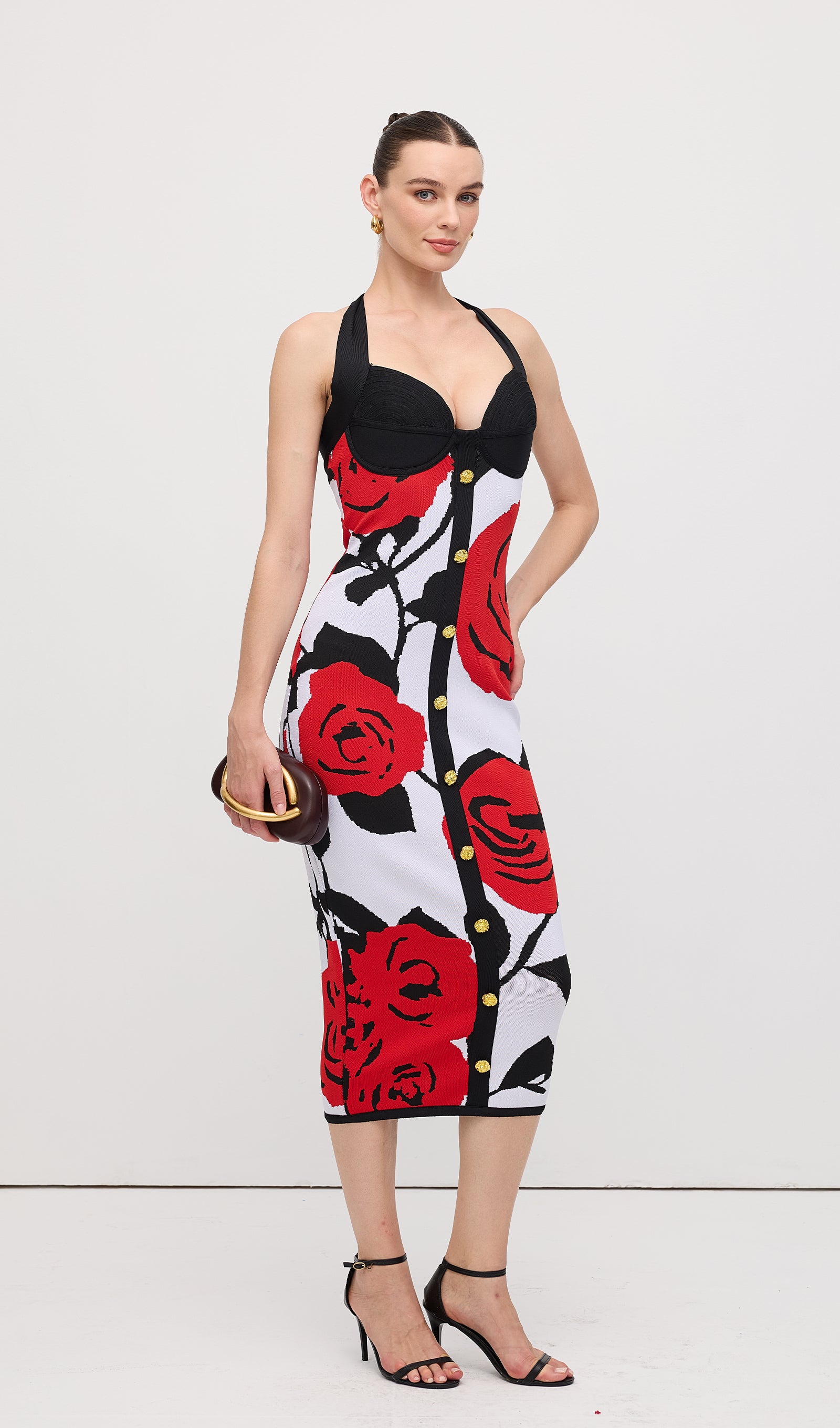 Floral Jacquard Knit Midi Dress