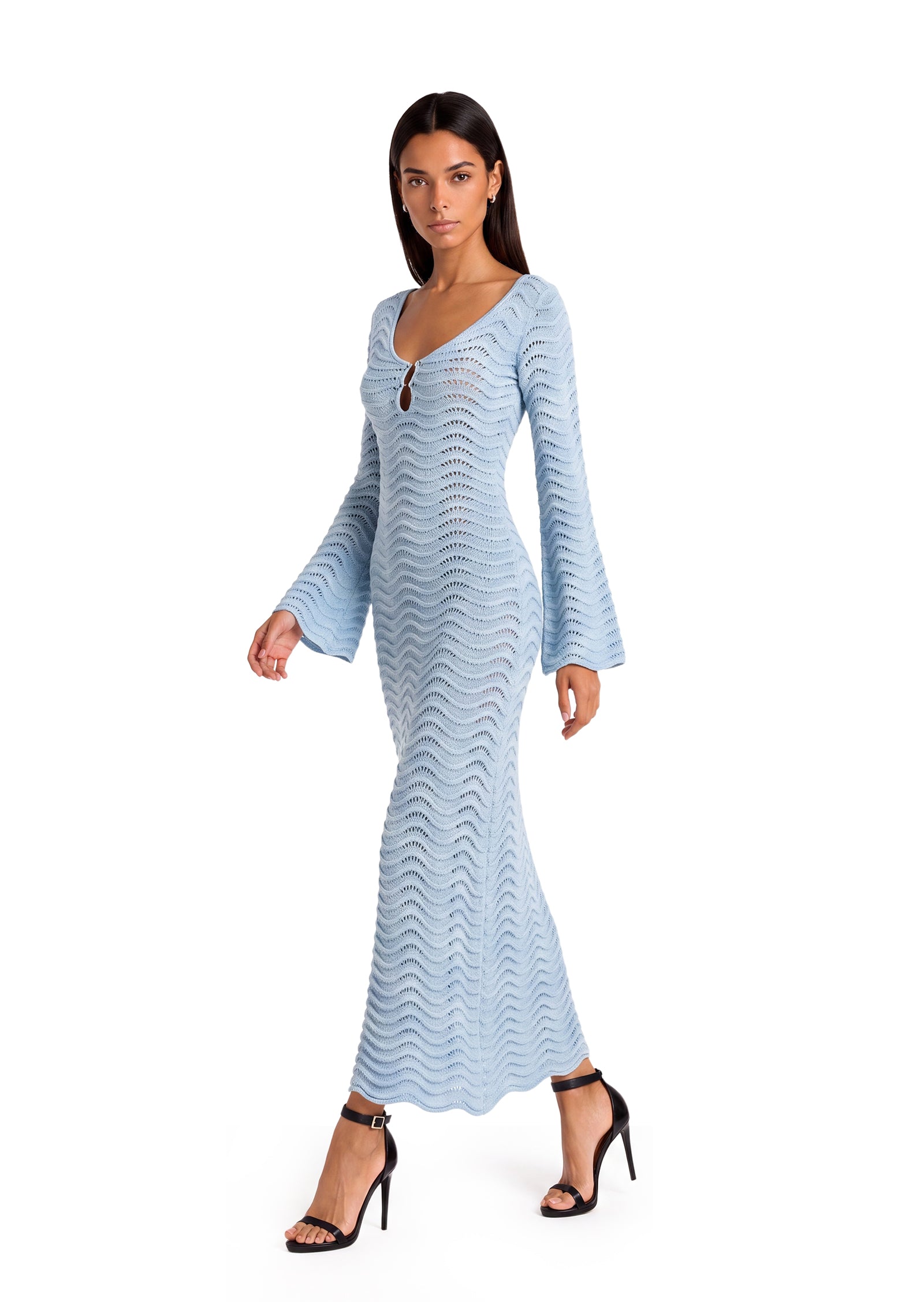 Mea Long Sleeved Knitted Cover Up Midi Dress