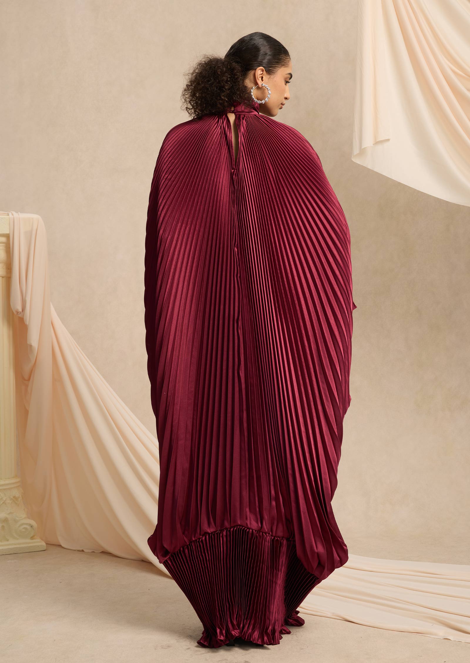 Midikleid in A-Linie mit Blumenmuster und Laternenärmeln