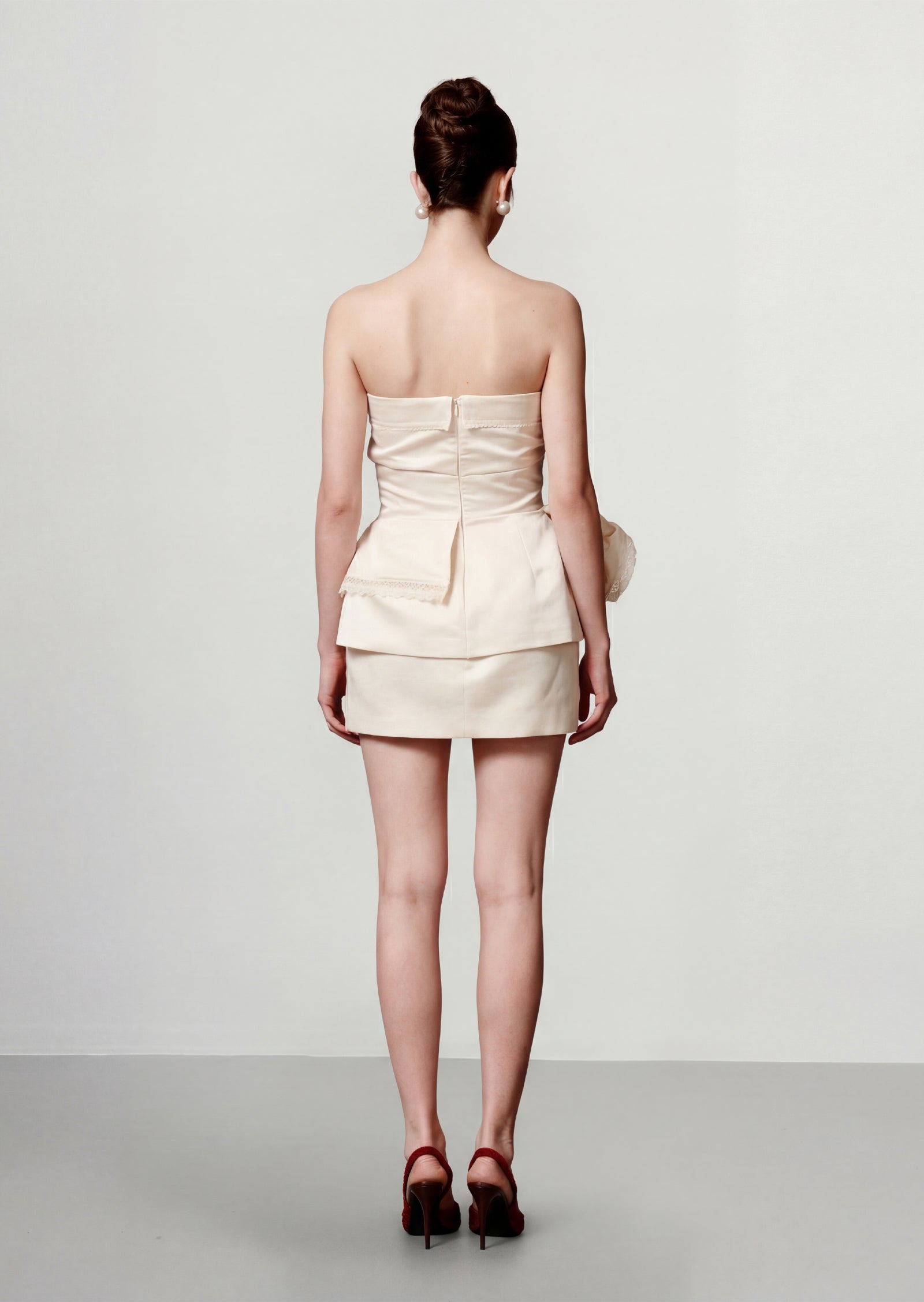 Dinan Strapless Corset Mini Dress In Ivory