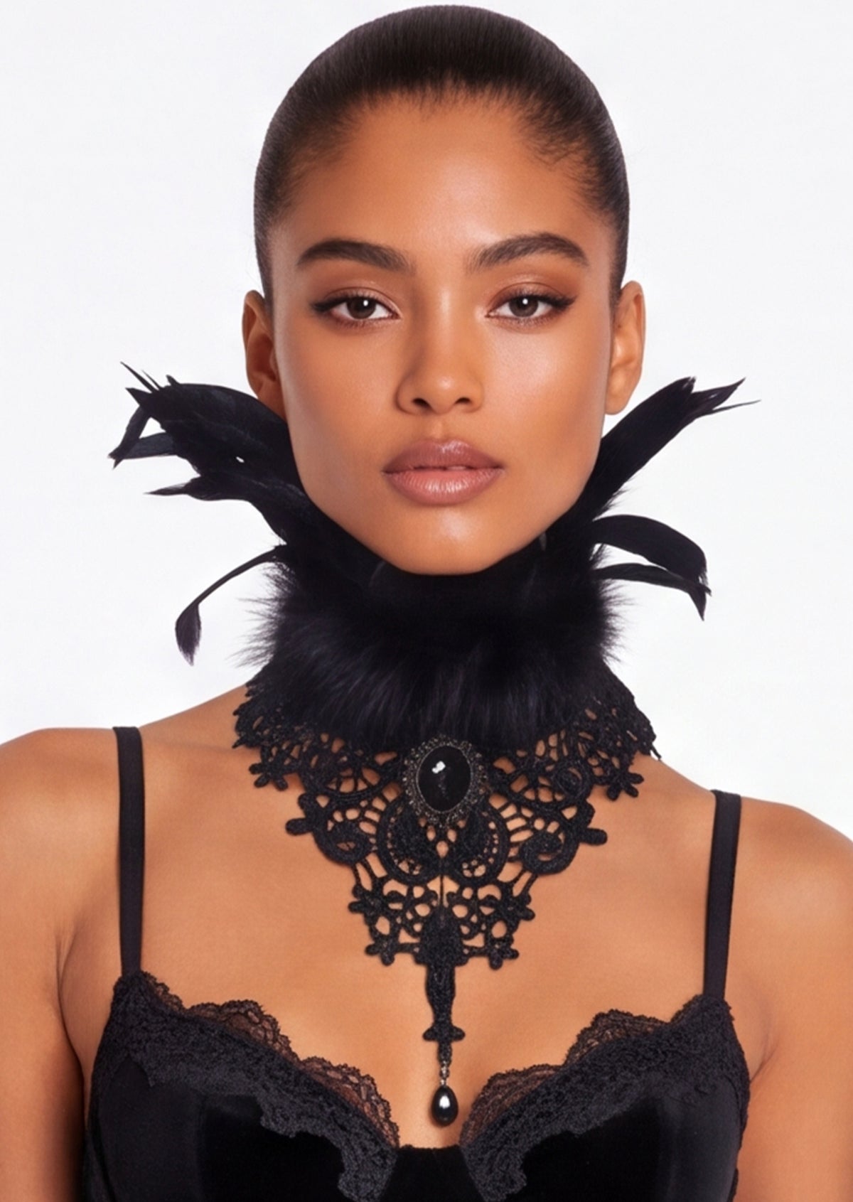 Eddard Feather Lace Collar Necklace