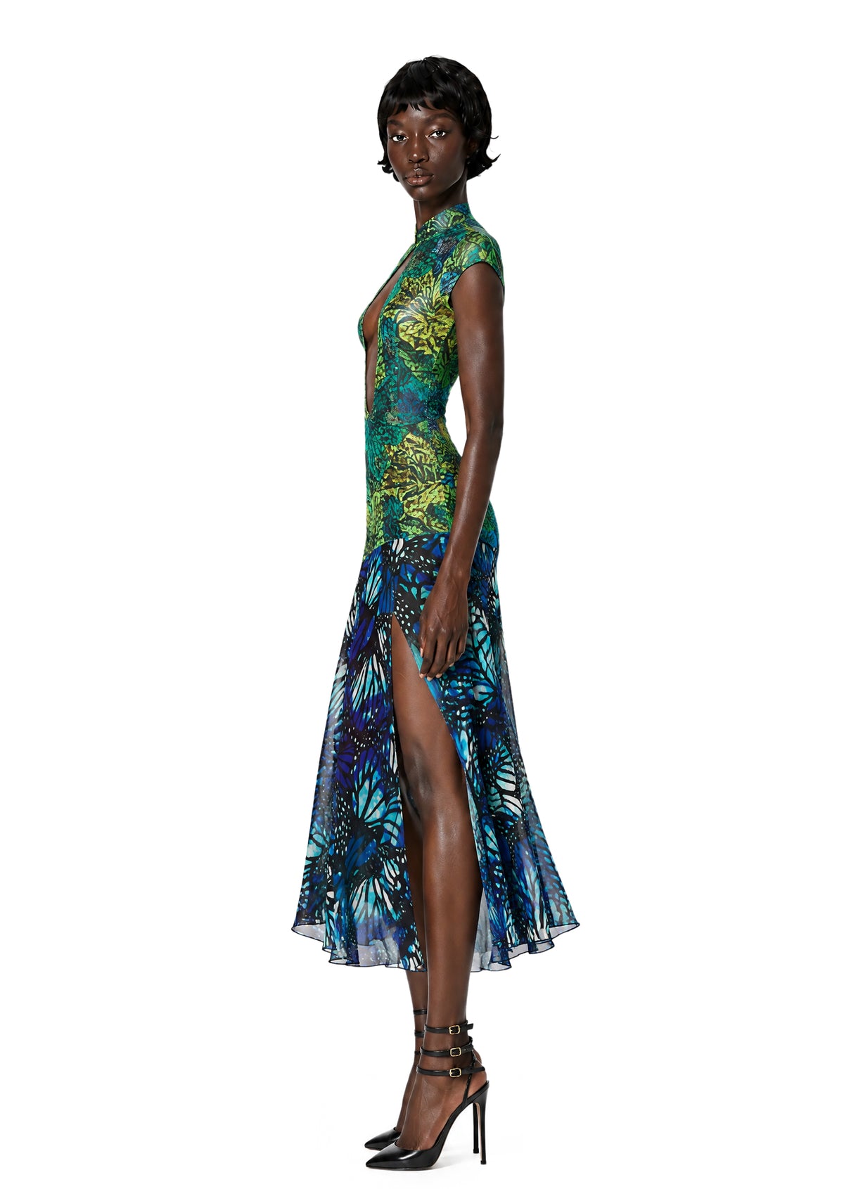 Yuvalor Slit Printed Midi Dress