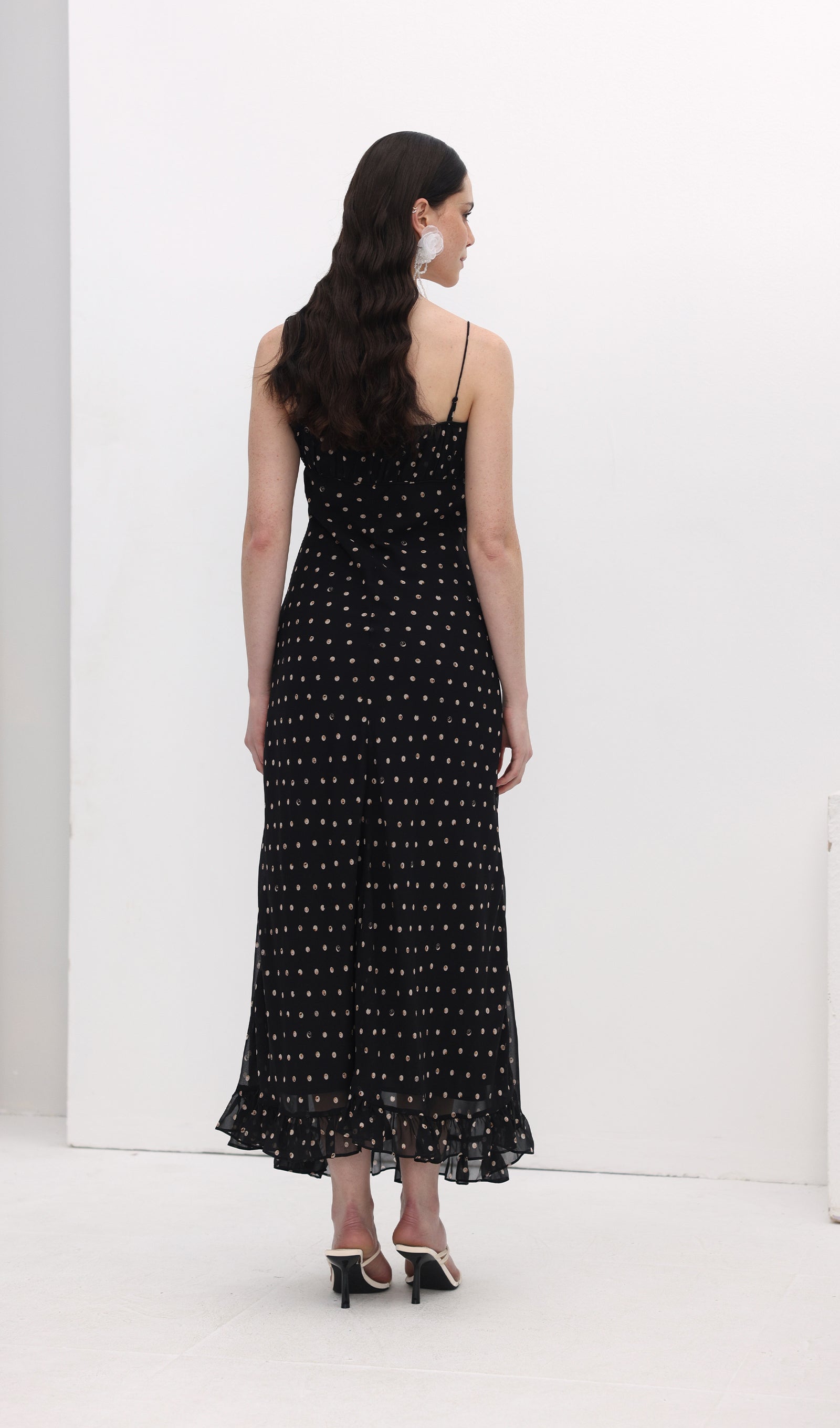 Midikleid in A-Linie mit Blumenmuster und Laternenärmeln