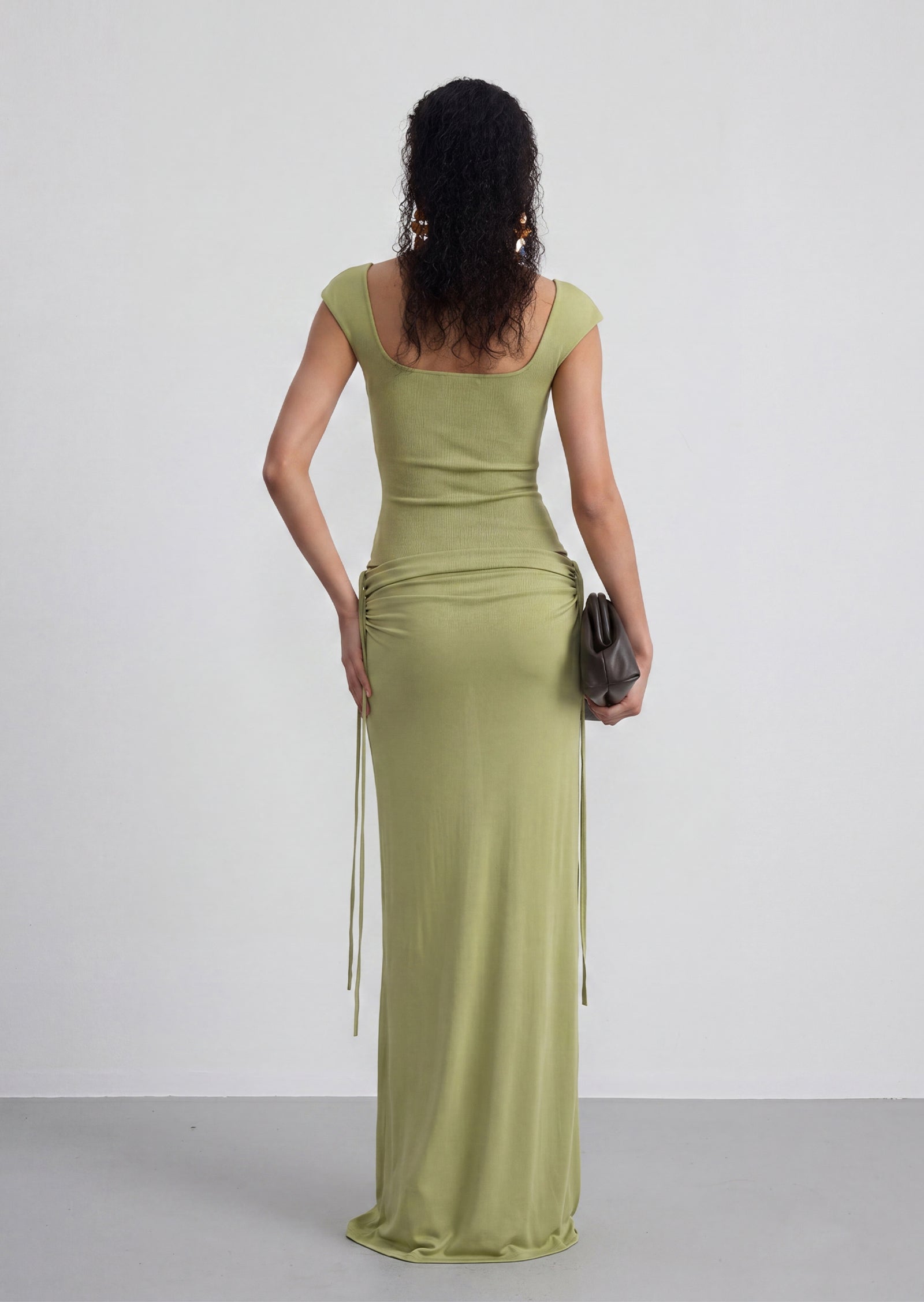 Karina Draped Cut Out Dress In Green