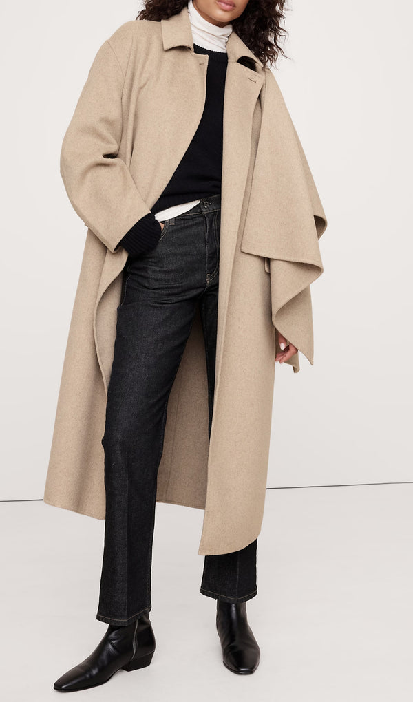 Oversized Double-Faced Cape Coat-Oatmeal